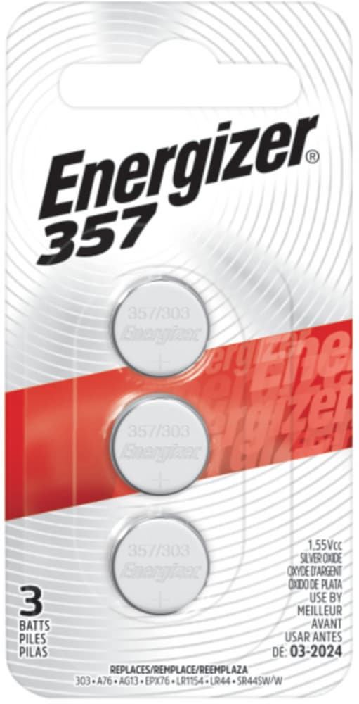 Energizer Silver Oxide 3pk 357 LR44 AG13 303 A76 1.5V / 1.5 Volt Button Coin Cell Batteries