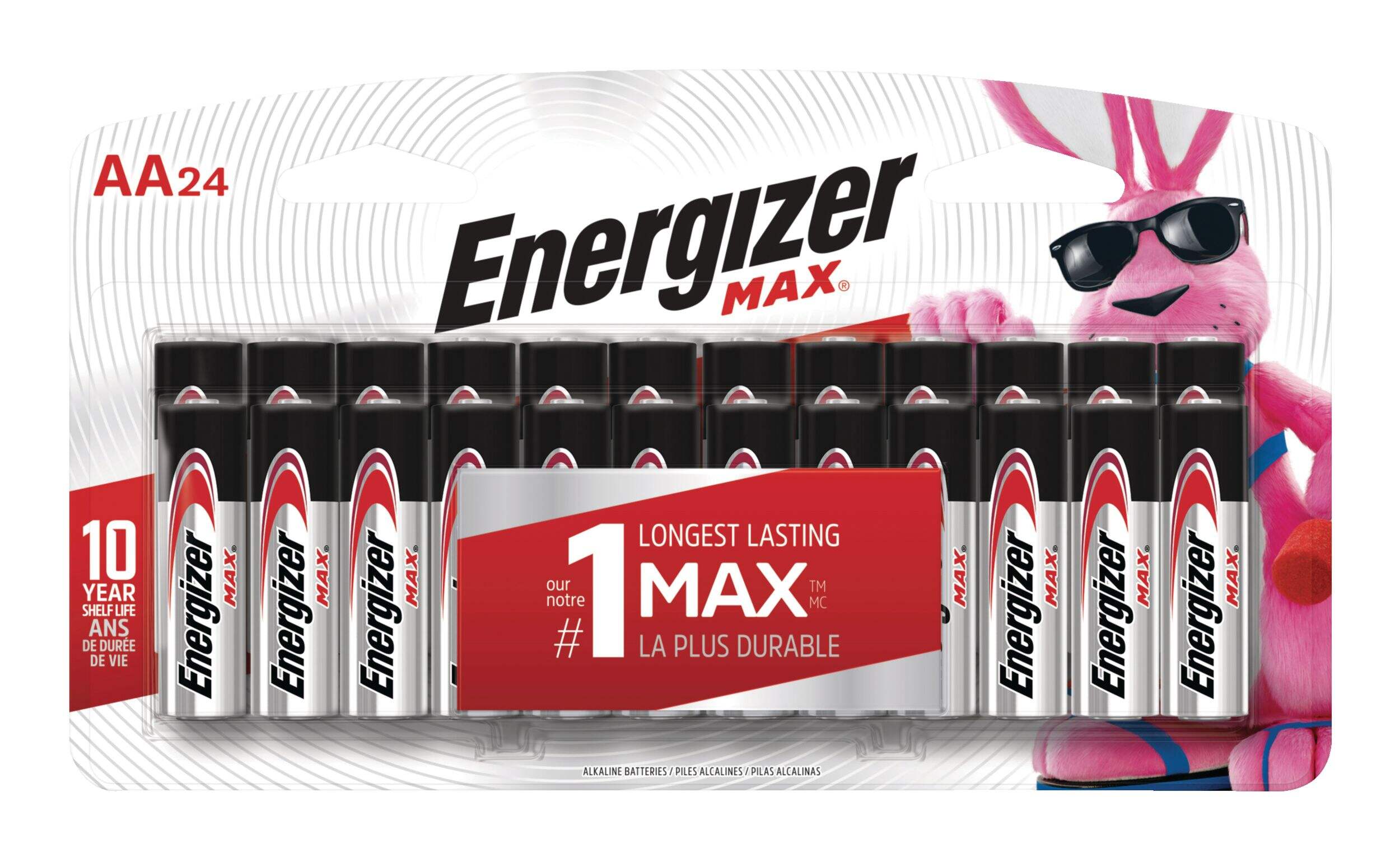 Energizer Alkaline MAX Double A Batteries, 24-pk Front_Flat