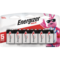 Energizer Max 6-pk 9V / 9 Volt Alkaline Batteries, Long Lasting, All Purpose Front_Flat