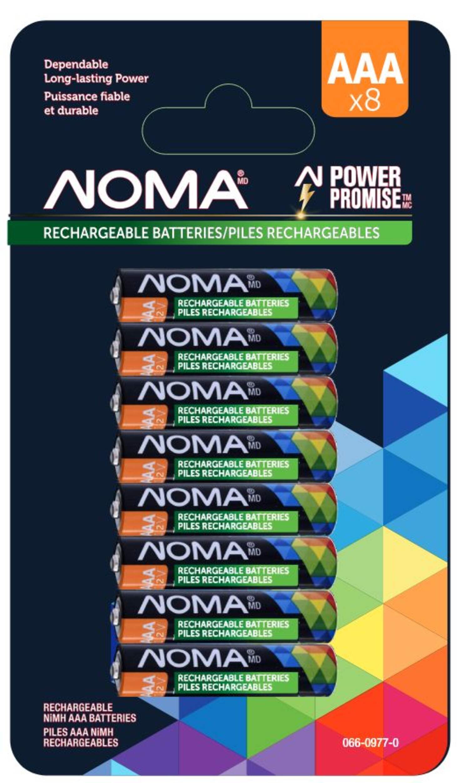 Noma AAA Ni-MH Rechargeable Battery, 8-pk Front_Flat