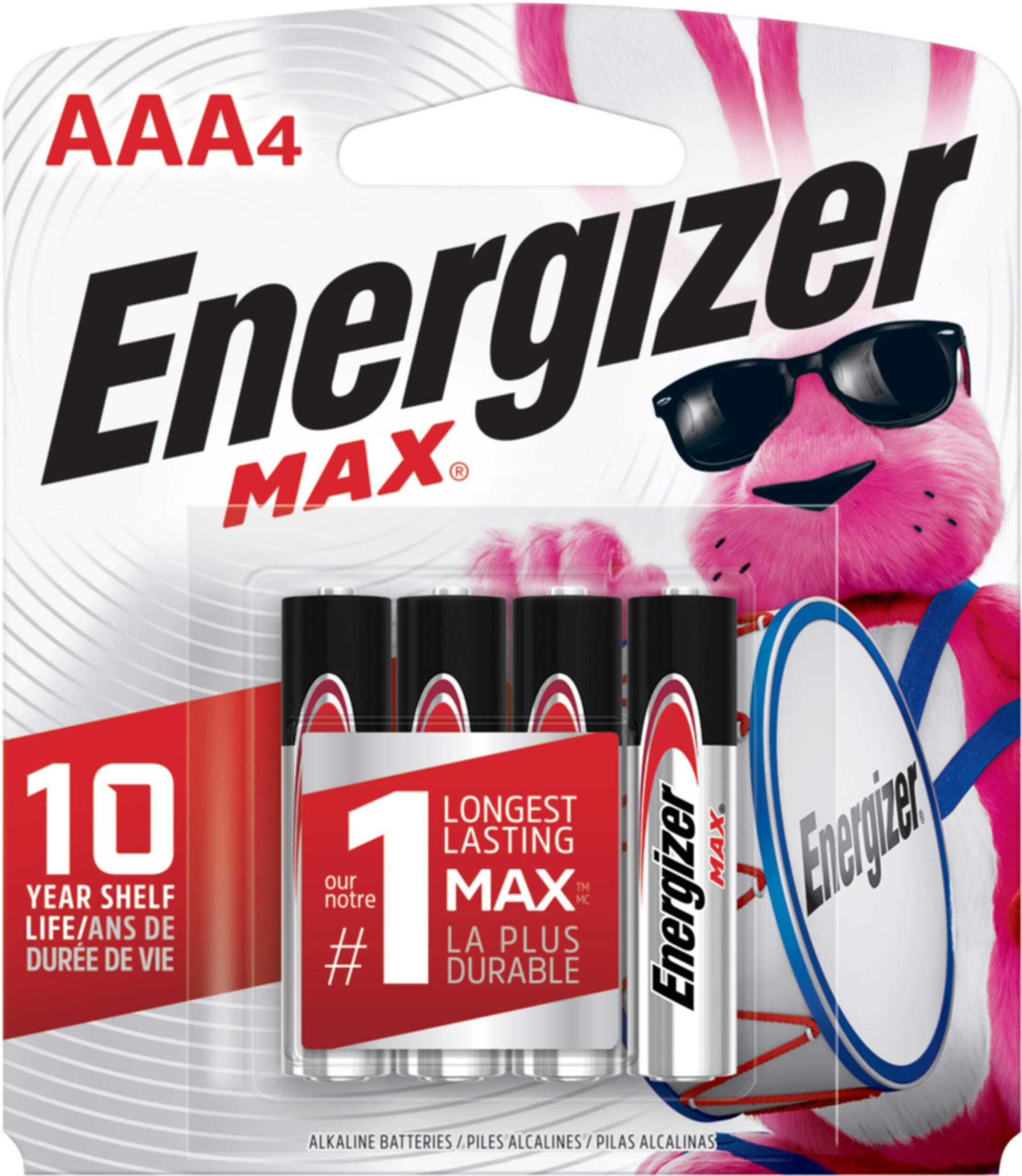 Energizer Max 4-pk AAA Alkaline Batteries, Long Lasting, All Purpose Front_Flat