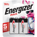 Energizer Max 2-pk 9V / 9 Volt Alkaline Batteries, Long Lasting, All Purpose Front_Flat