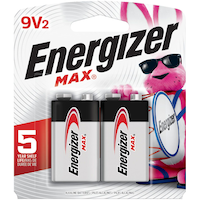 Energizer Max 2-pk 9V / 9 Volt Alkaline Batteries, Long Lasting, All Purpose Front_Flat
