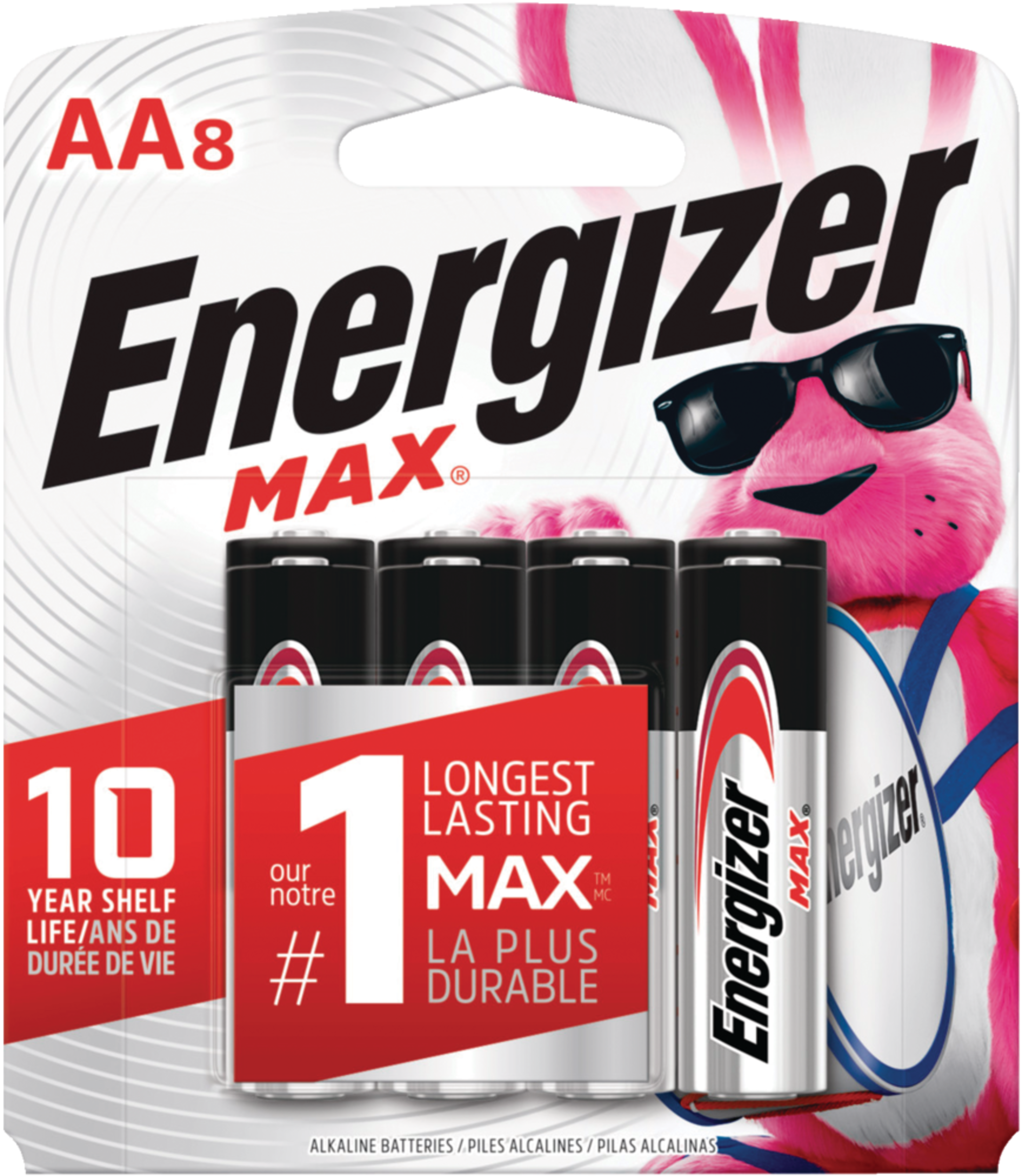 Energizer Max 8-pk AA Alkaline Batteries, Long Lasting, All Purpose Front_Flat