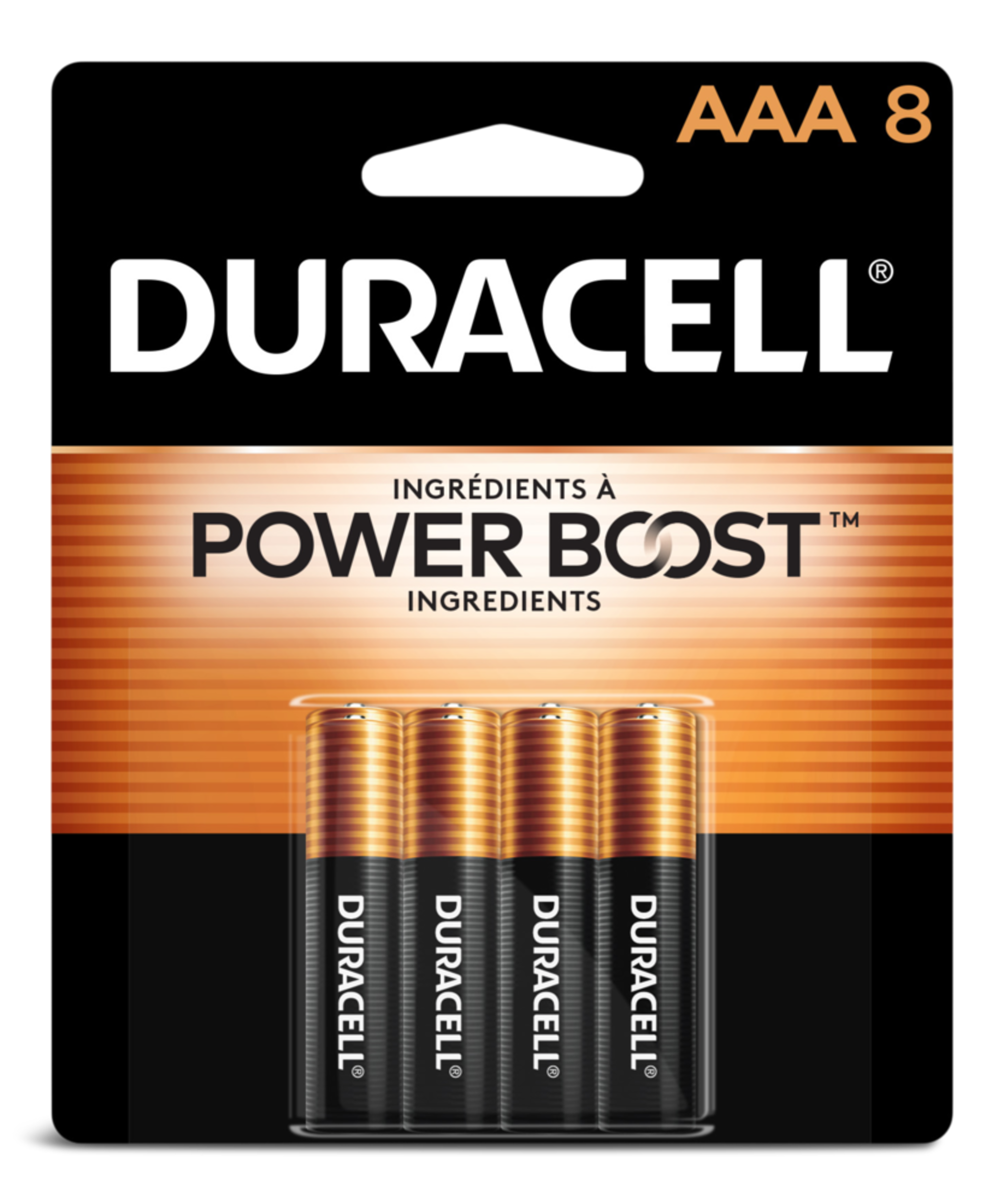Piles alcalines AAA Duracell Coppertop, tout usage, paq. 8 Front_Flat