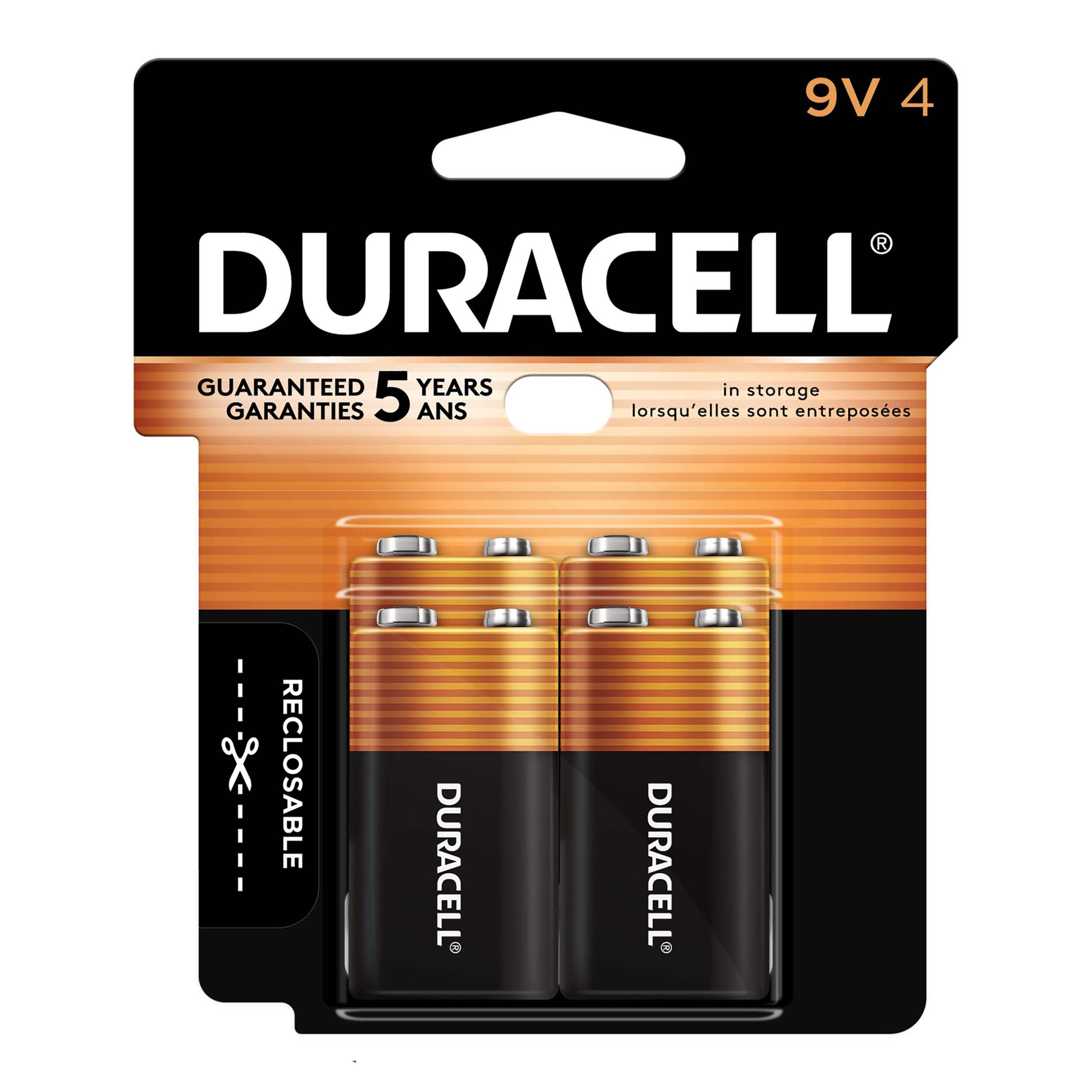 Duracell Coppertop 4-pk 9V / 9 Volt Alkaline Batteries, Front_Flat