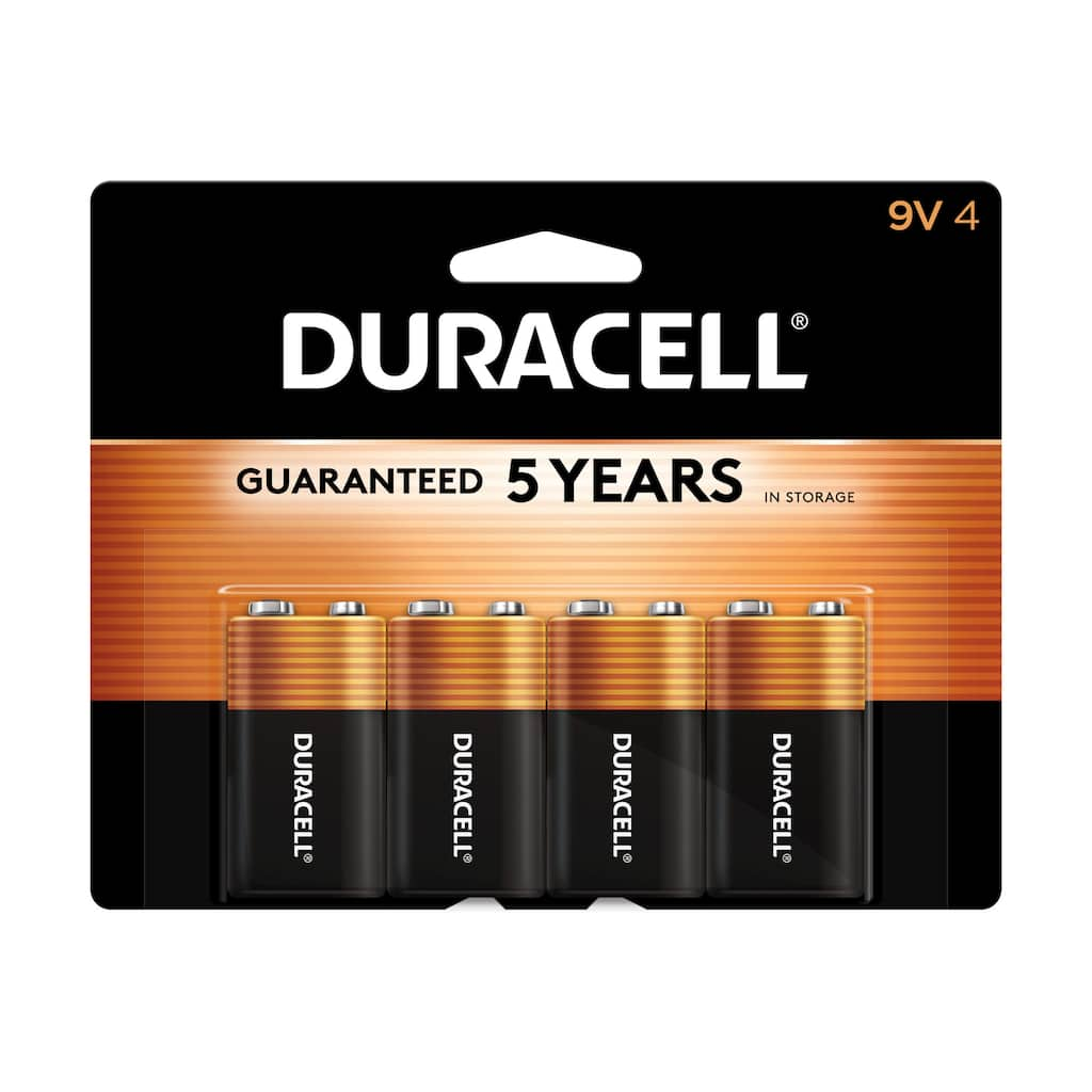 Duracell CopperTop 4pk 9V / 9 Volt Alkaline Batteries, Long Lasting