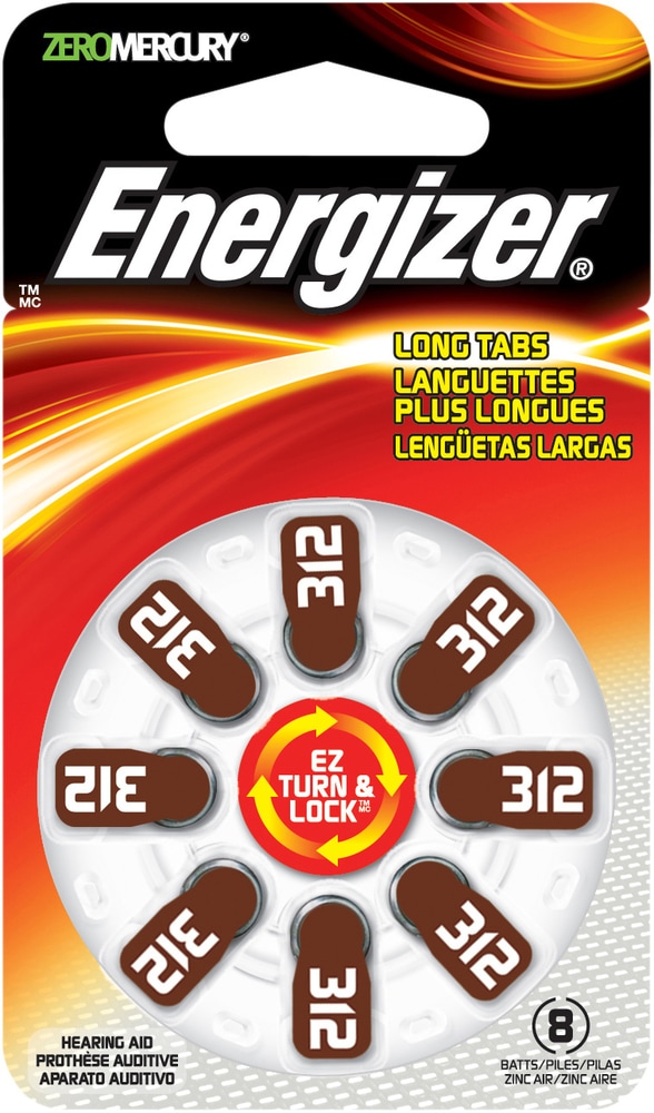Energizer Hearing Aid Batteries, 312, 8pk Canadian Tire