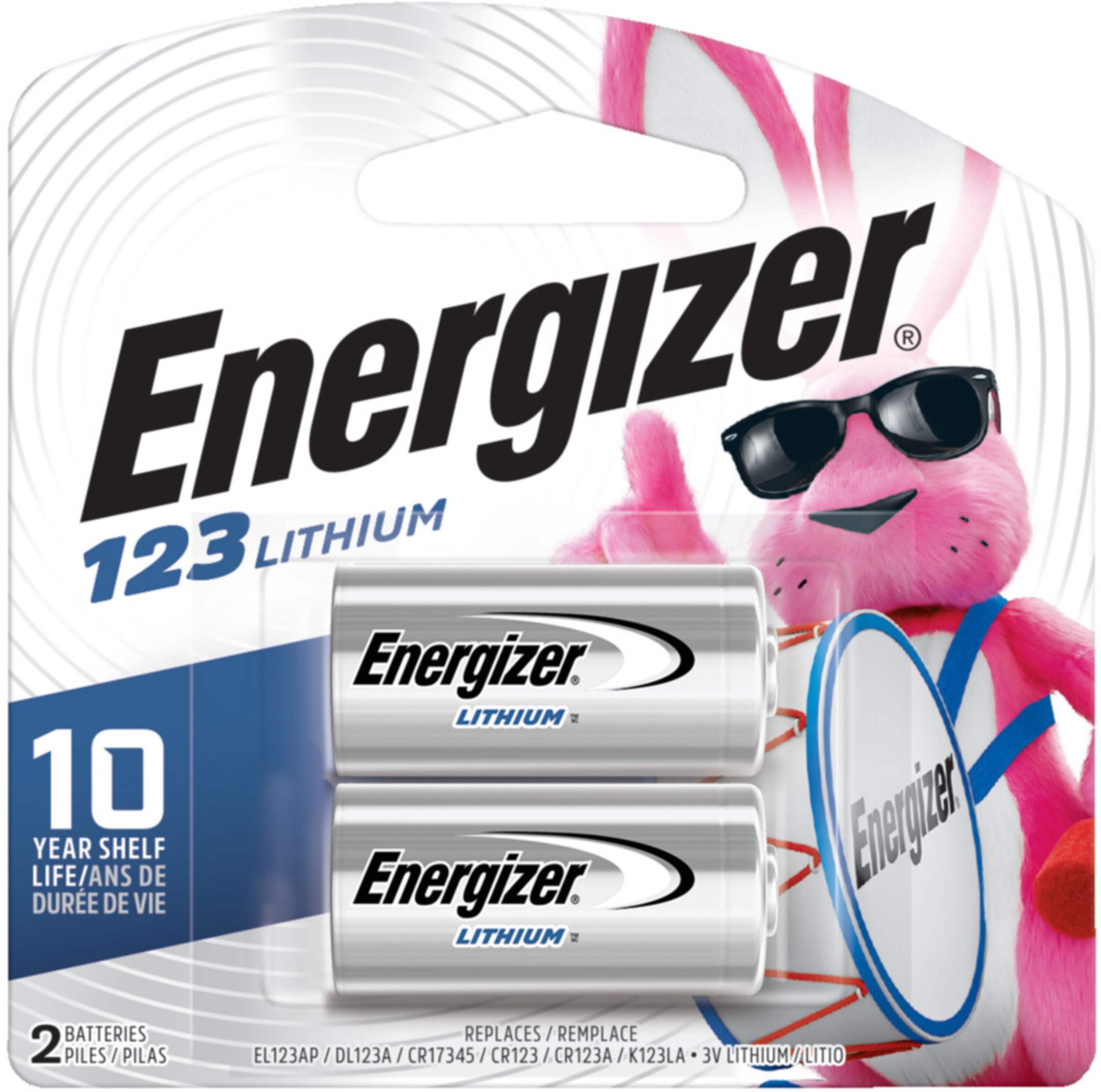 Energizer 2-pk CR123 3V / 3 Volt Lithium Photo Batteries Front_Flat