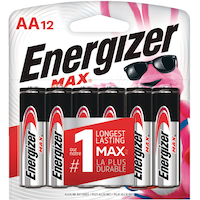 Energizer Max 12-pk AA Alkaline Batteries, Long Lasting, All Purpose Front_Flat