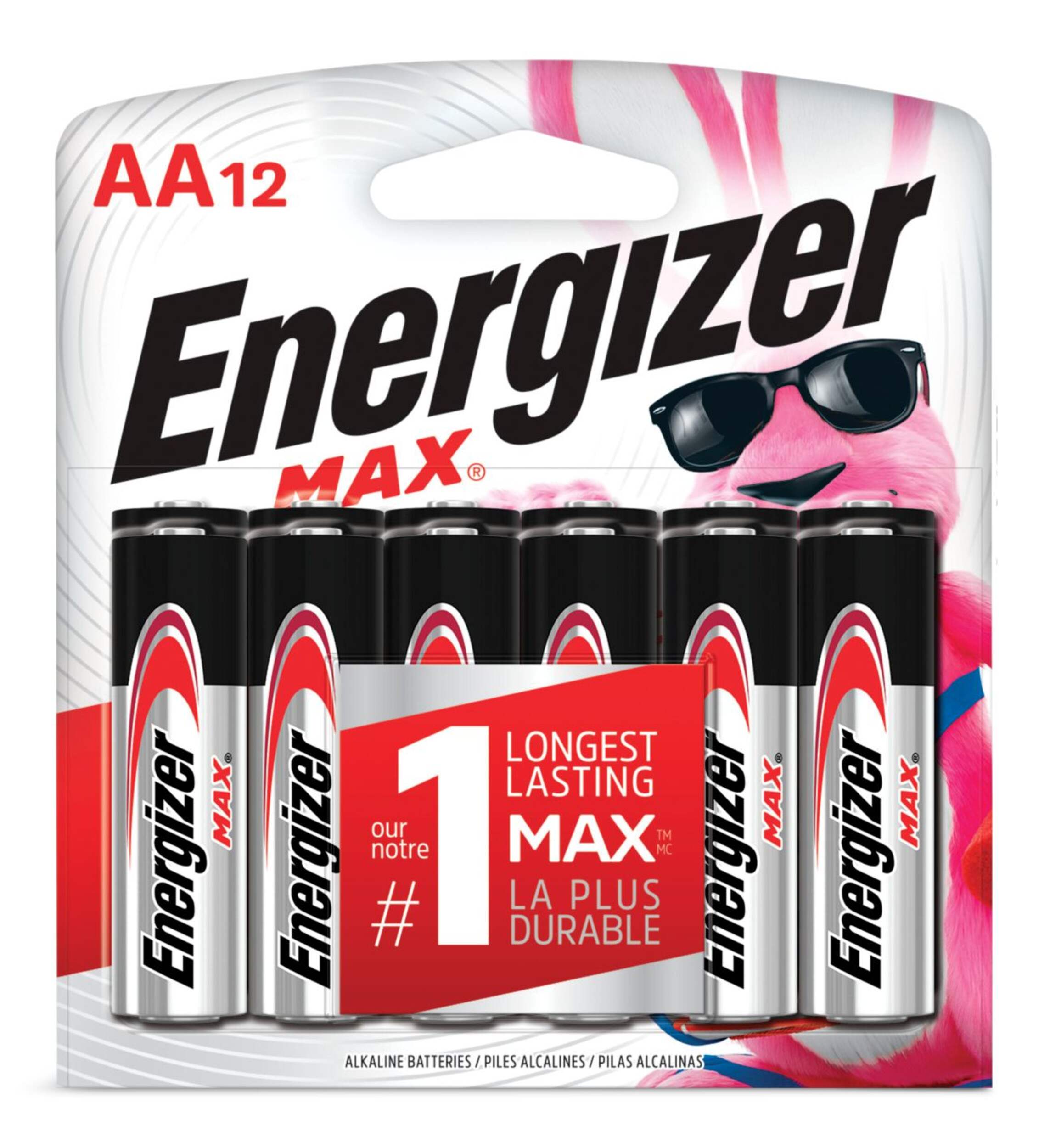 Energizer Max 12-pk AA Alkaline Batteries, Long Lasting, All Purpose Front_Flat