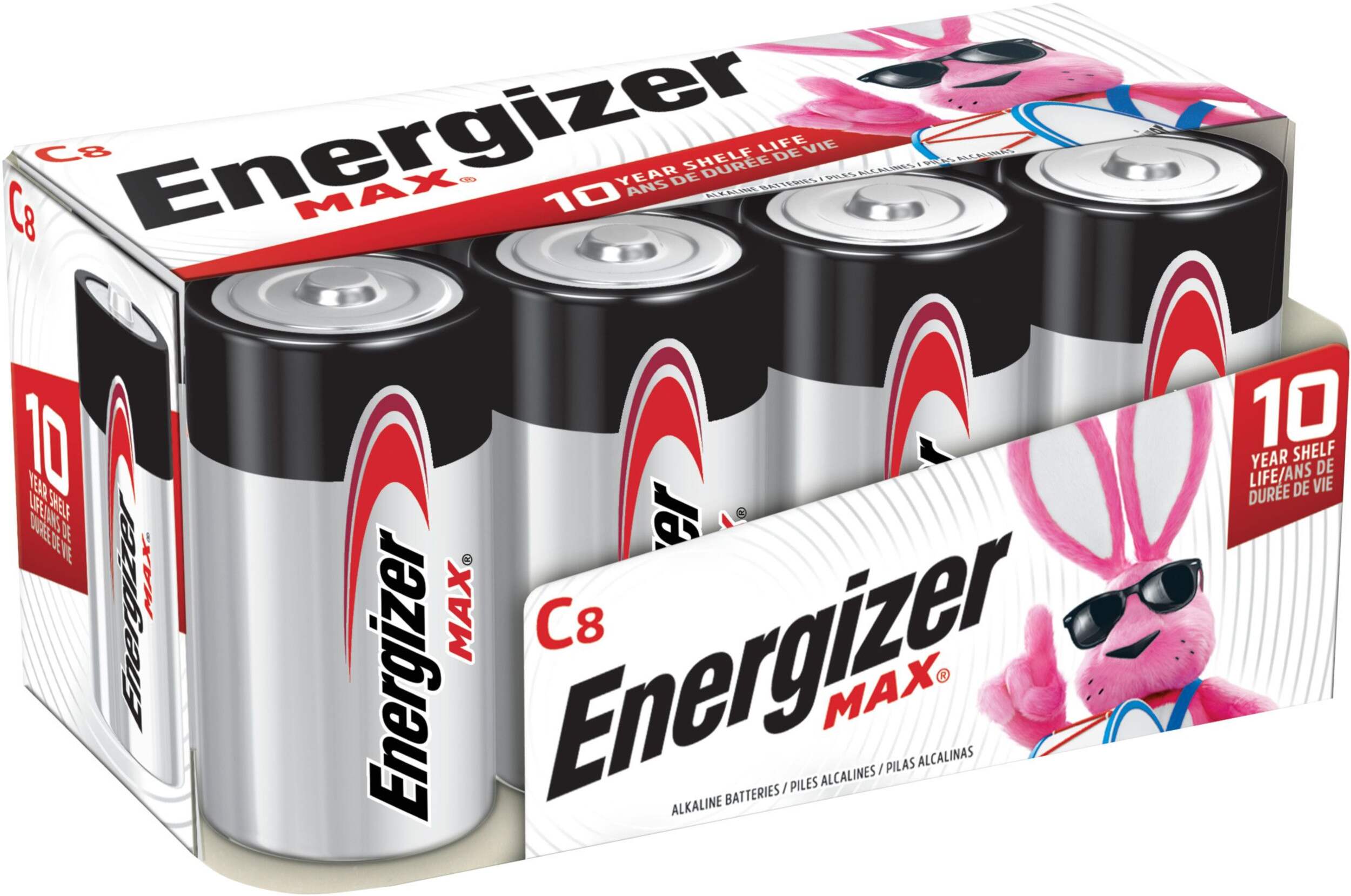 Energizer Max C Batteries, Long Lasting, All Purpose, Alkaline, 8-pk Front_Angled_Right
