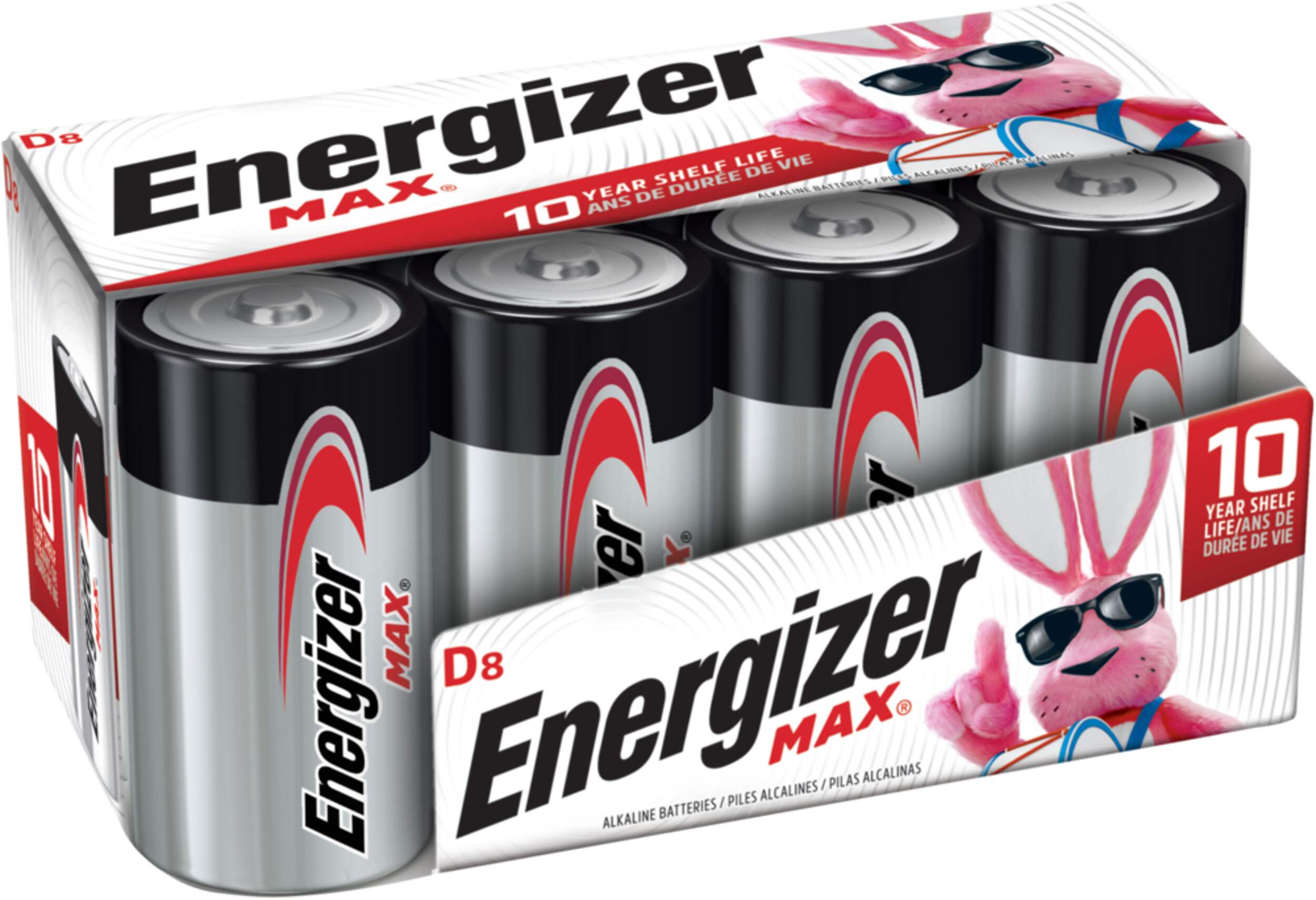 Energizer Max 8-pk D Alkaline Batteries, Long Lasting, All Purpose Front_Angled_Right