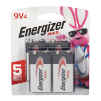 Energizer Max 9V Batteries, Long Lasting, All Purpose, Alkaline, 4-pk Front_Flat