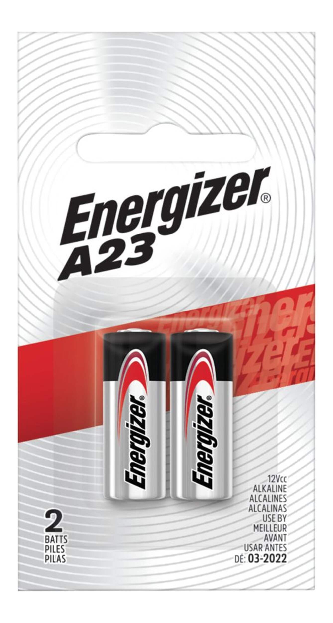 Energizer 2-pk A23 12V / 12 Volt Alkaline Batteries, Long Lasting, All Purpose Front_Flat