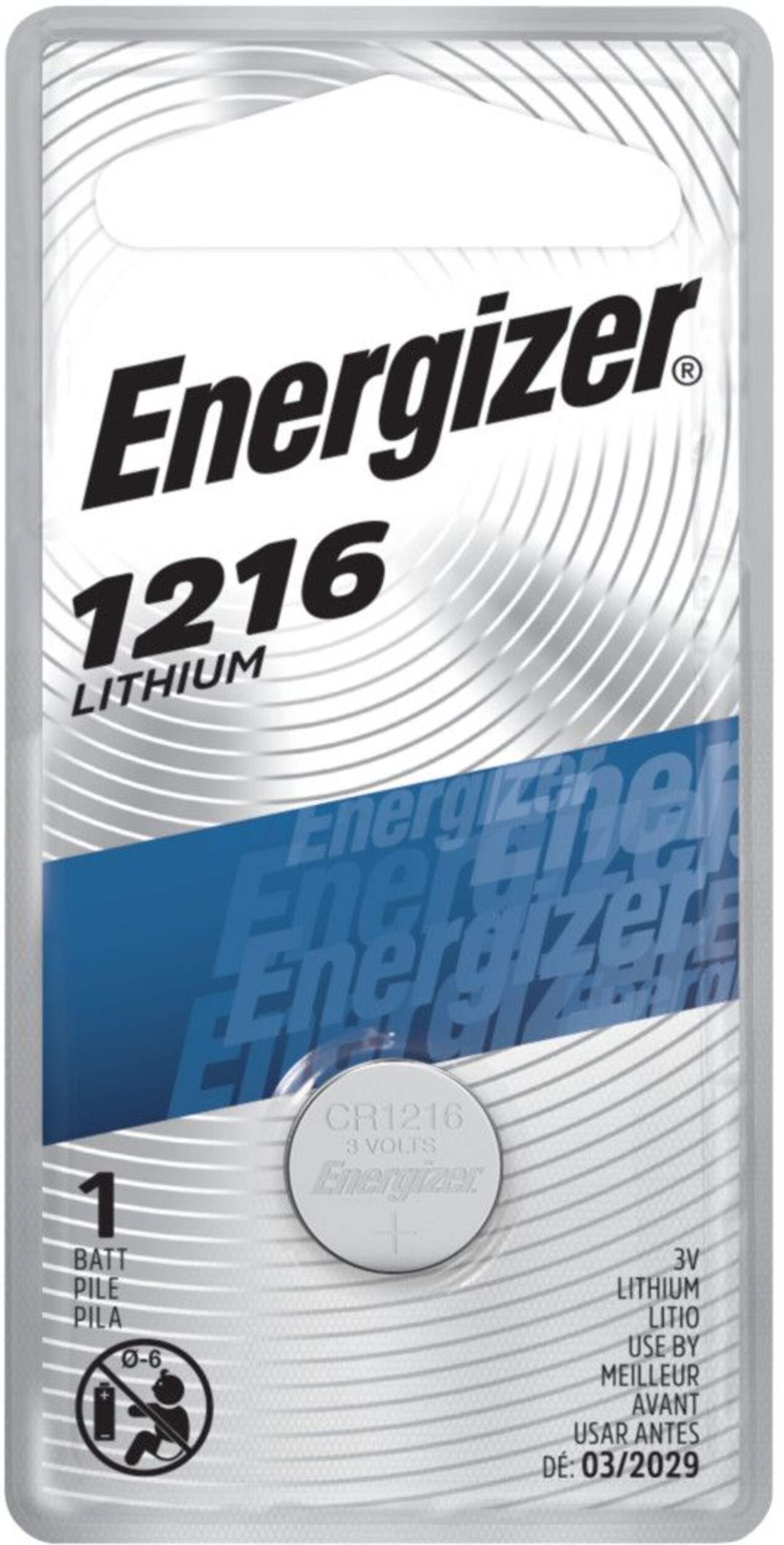 Pile bouton au lithium CR1216 3V/3 volts Energizer, paq. 1 Front_Flat