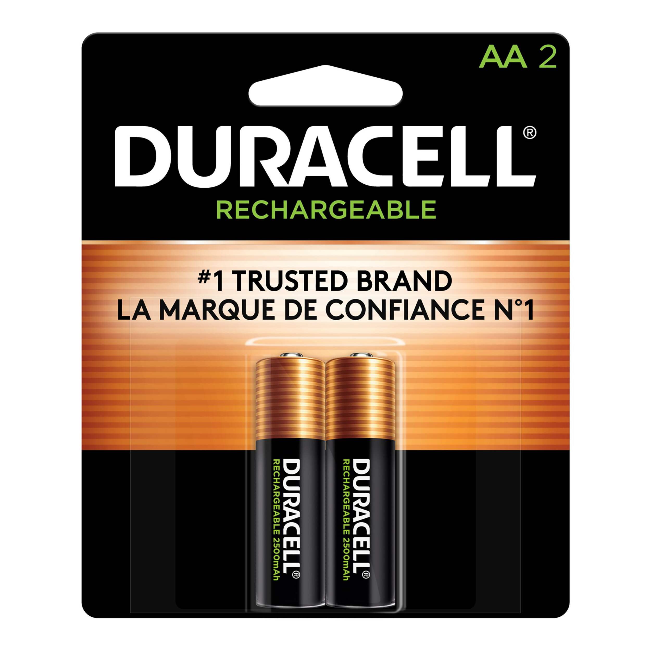 Duracell  AA Rechargeable Batteries, 2-pk Front_Flat