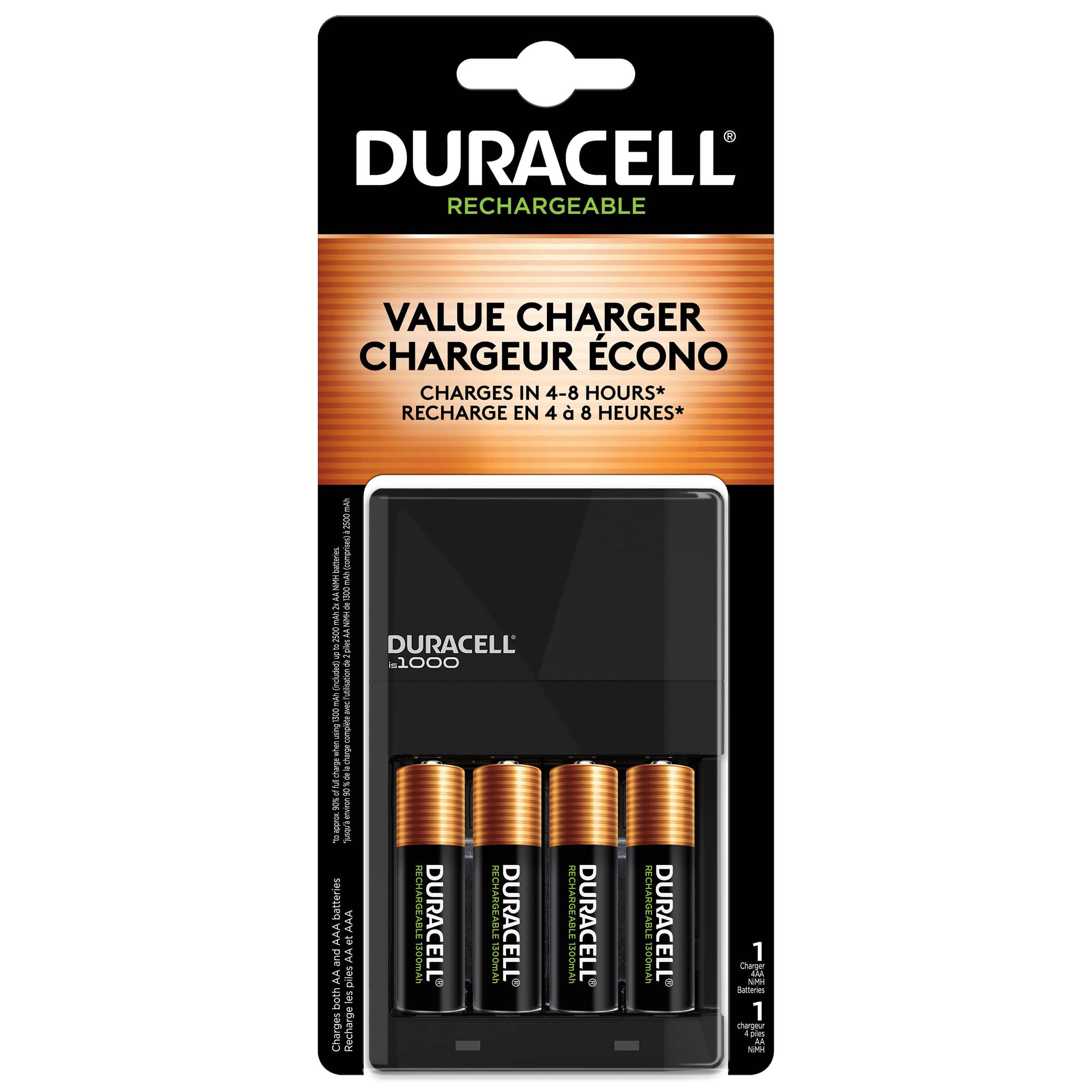 Chargeur Piles Rechargeables AA et AAA - 4 Piles AA Minh Rechargeables  incluses, 100% PEAKPOWER, Chargeur Rapide avec USB 4 Piles
