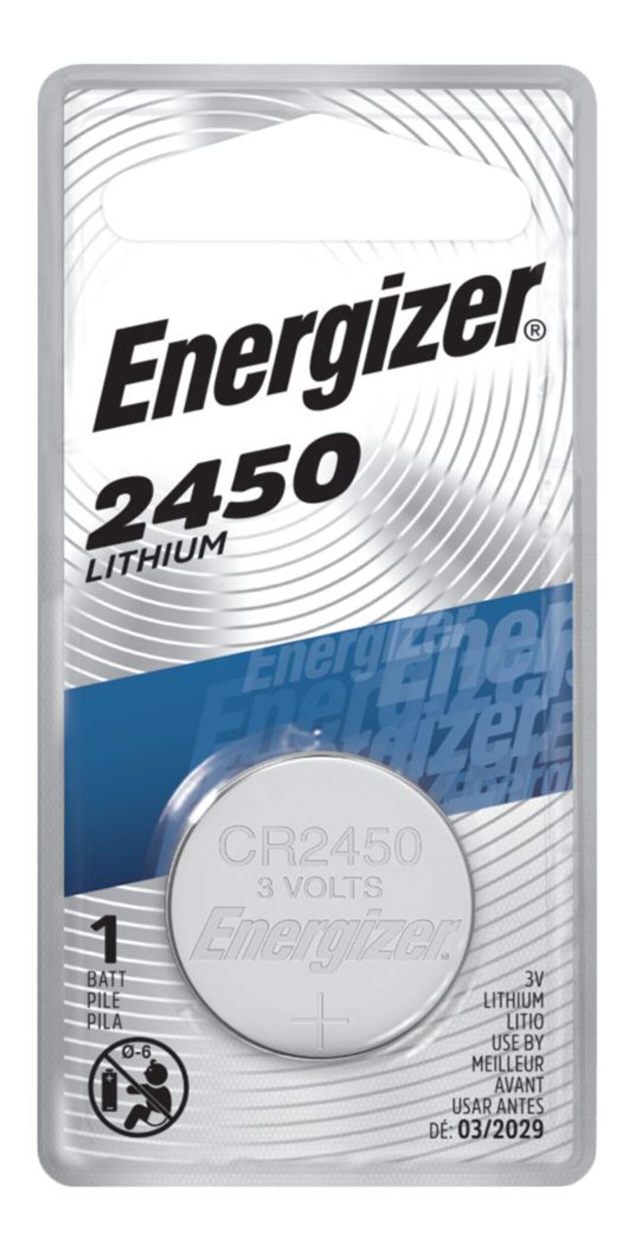Energizer 1-pk CR2450 3V / 3 Volt Lithium Coin Cell Battery, Long Lasting, All Purpose Front_Flat