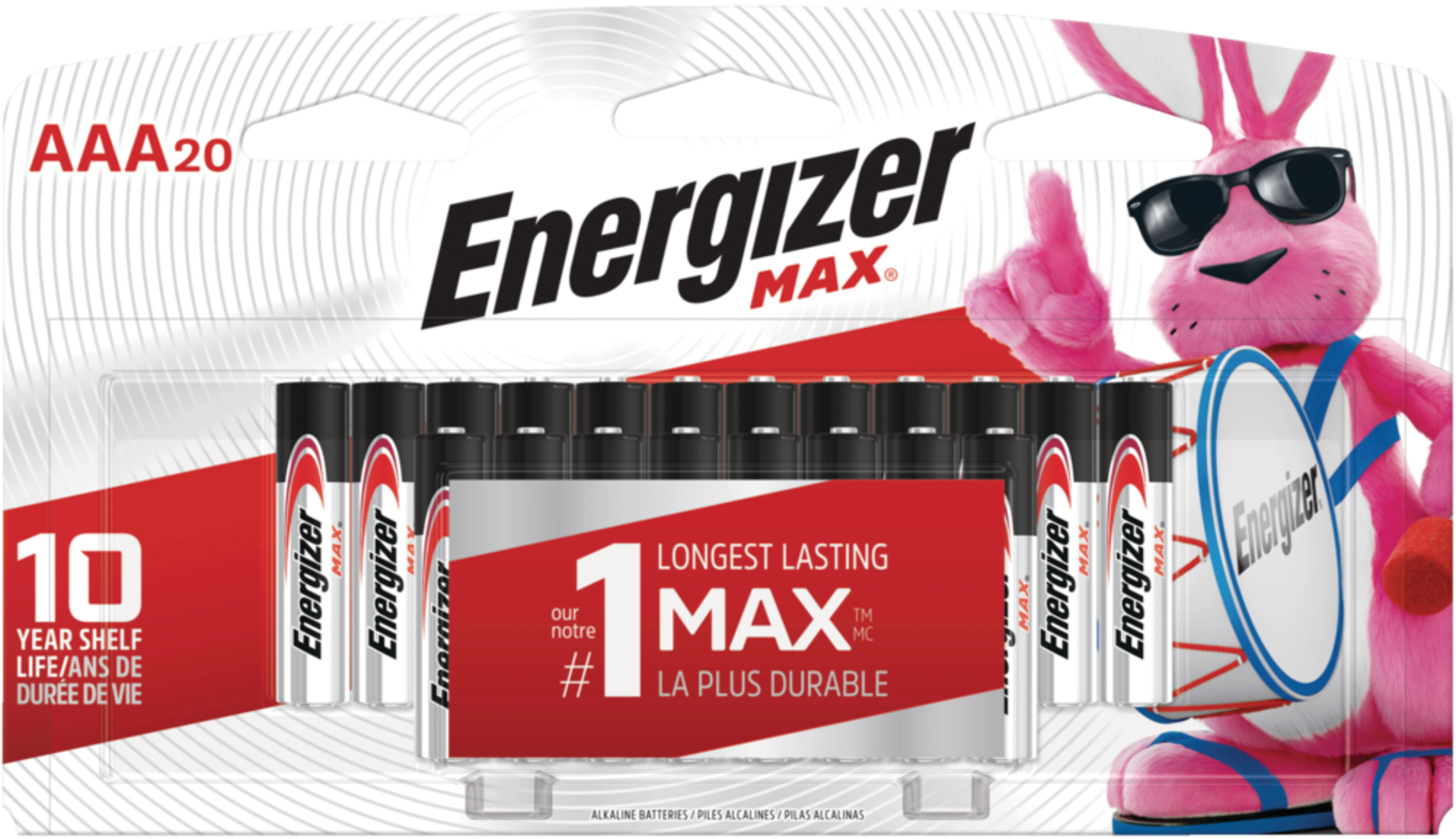 Energizer Max 20-pk AAA Alkaline Batteries, Long Lasting, All Purpose Front_Flat