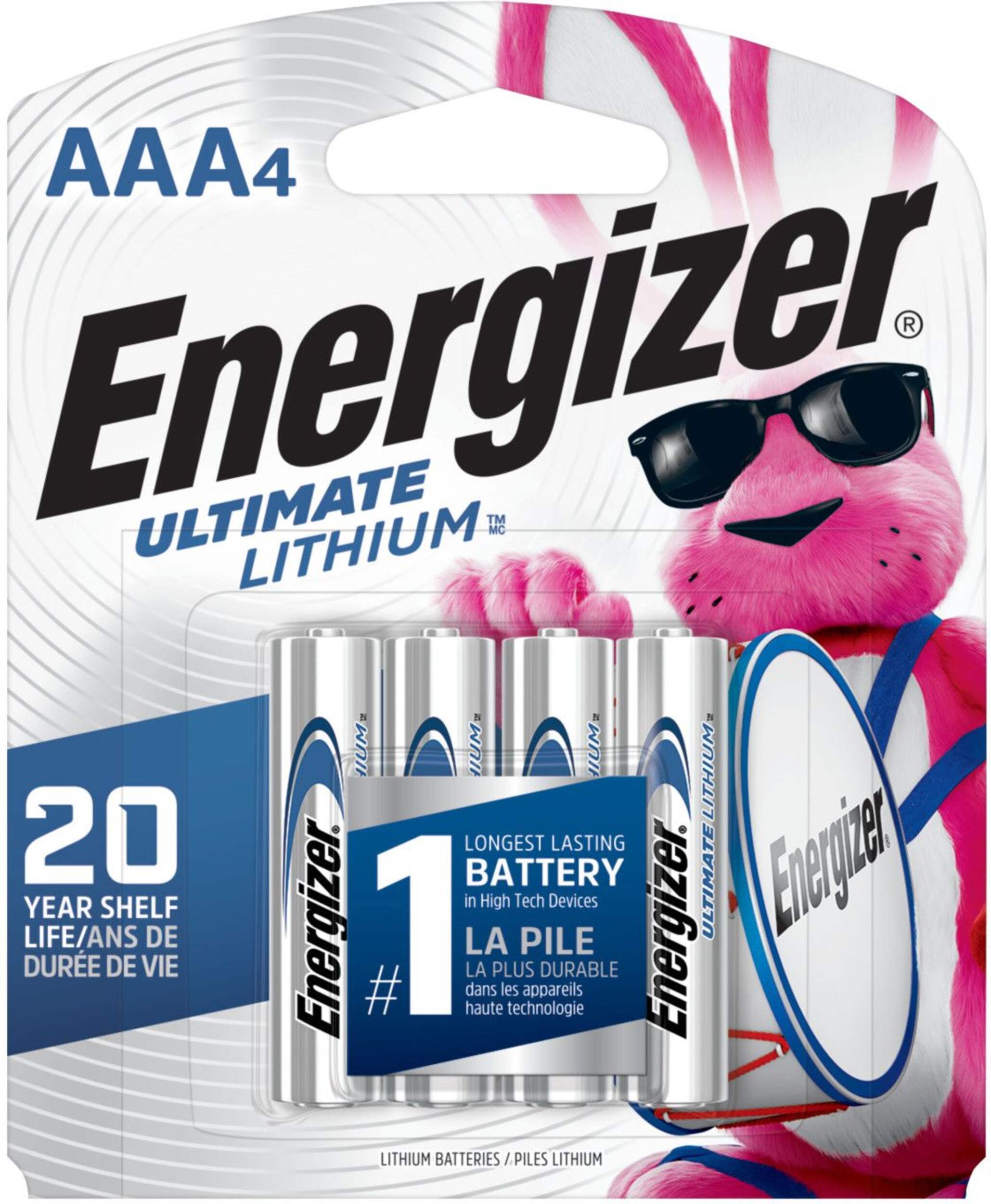 Energizer Ultimate Lithium AAA Batteries, 4-pk Front_Flat