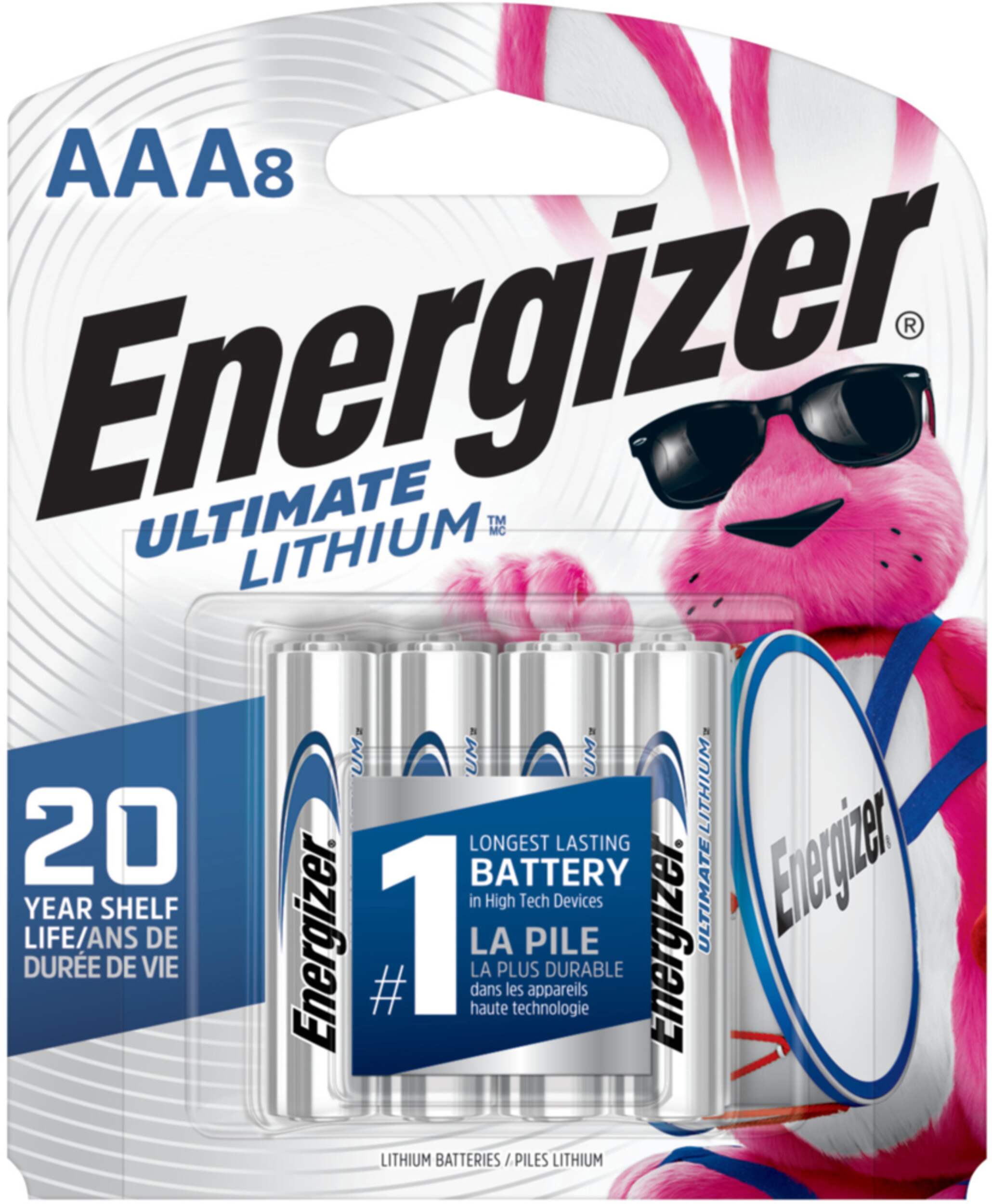 Energizer Ultimate Lithium AAA Batteries, 8 pk Front_Flat