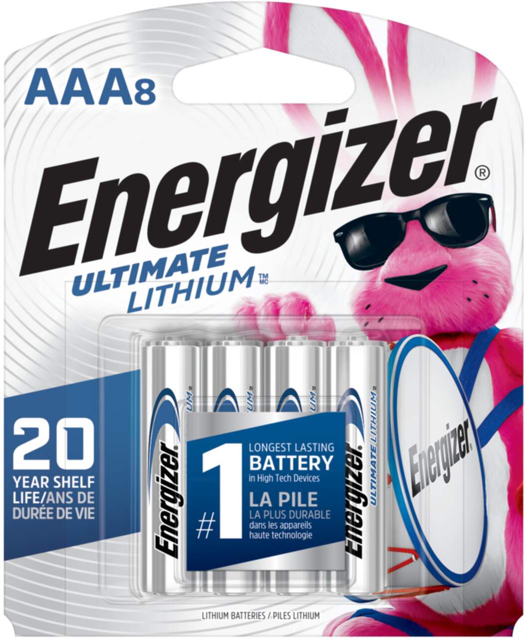 Piles AAA Energizer Ultimate Lithium, longue durée, tout usage, paq. 8