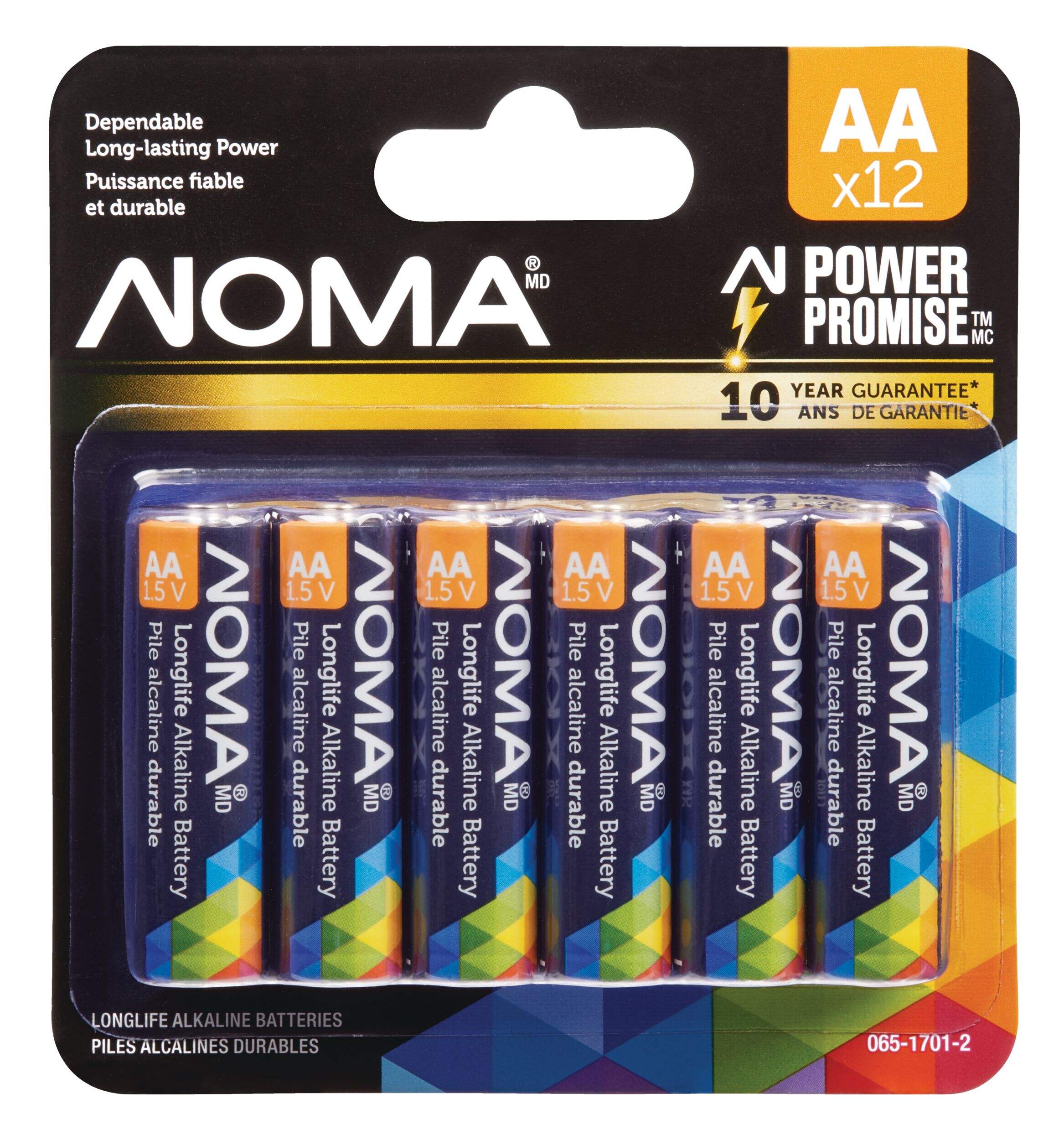 NOMA 12-pk AA Alkaline Batteries, Long Lasting, All Purpose Front_Flat