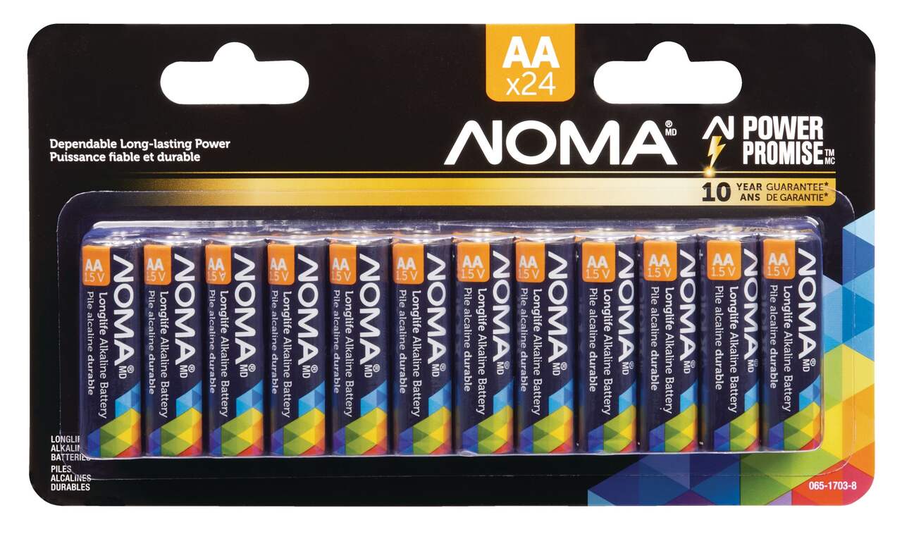Piles alcalines AA NOMA, longue durée, tout usage, paq. 24