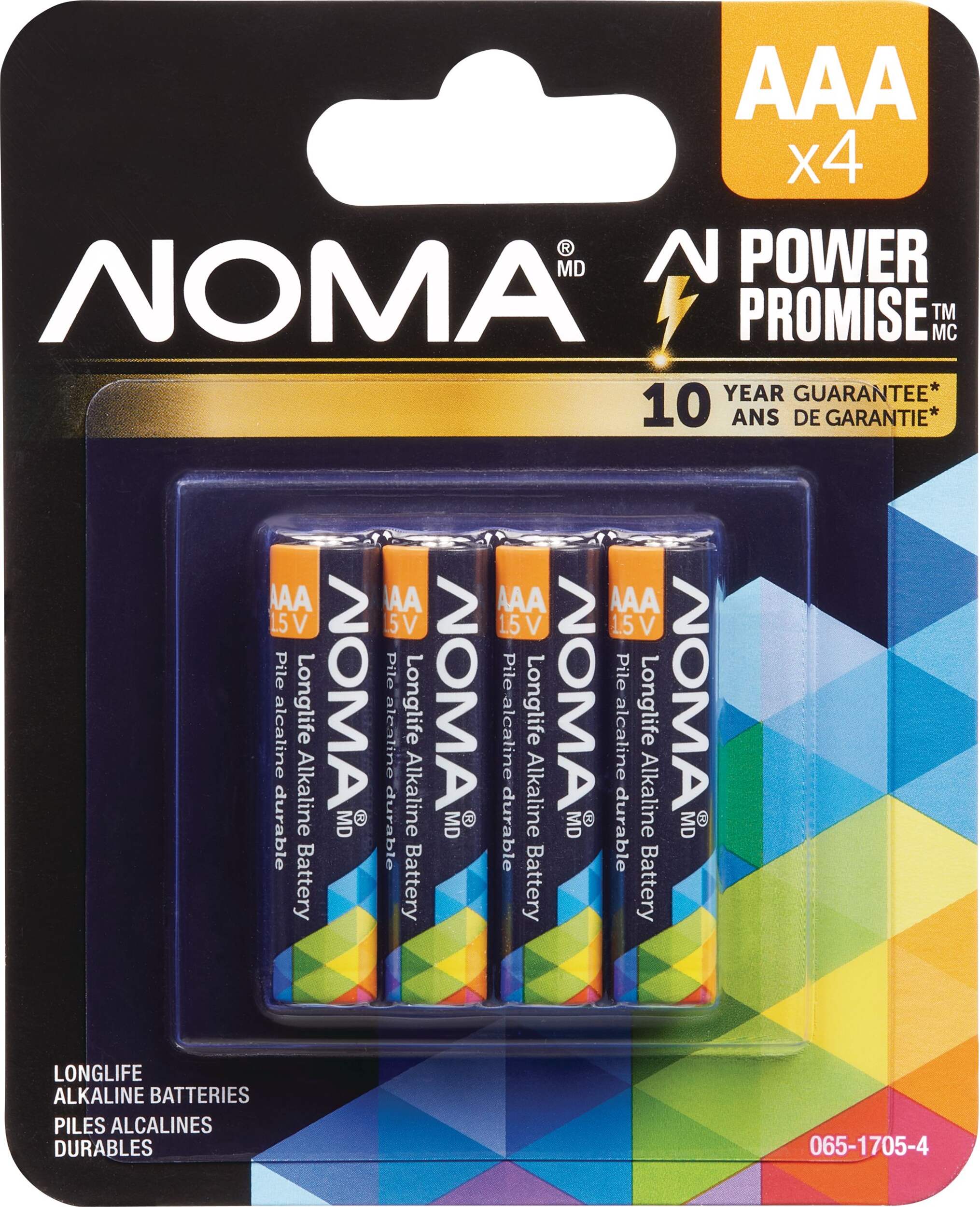 NOMA 4-pk AAA Alkaline Batteries, Long Lasting, All Purpose Front_Flat