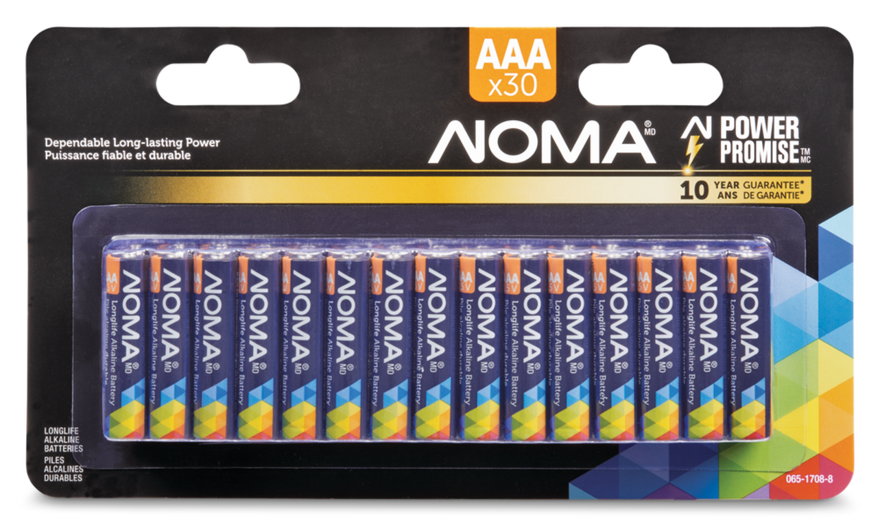 Piles alcalines AAA NOMA, longue durée, tout usage, paq. 30