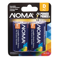 NOMA 2-pk D Alkaline Batteries, Long Lasting