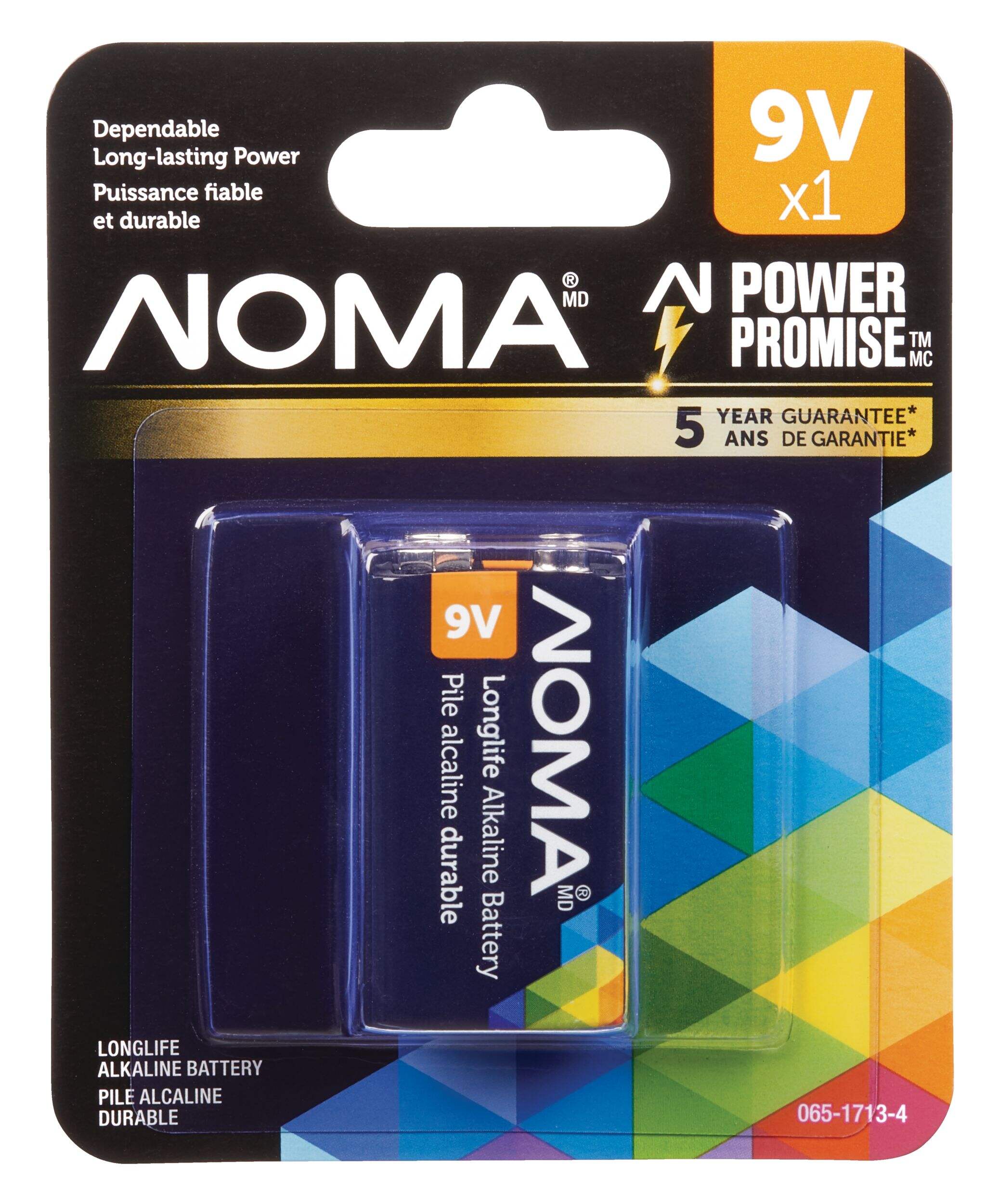 NOMA 1-pk 9V / 9 Volt Alkaline Battery, Long Lasting, All Purpose Front_Flat