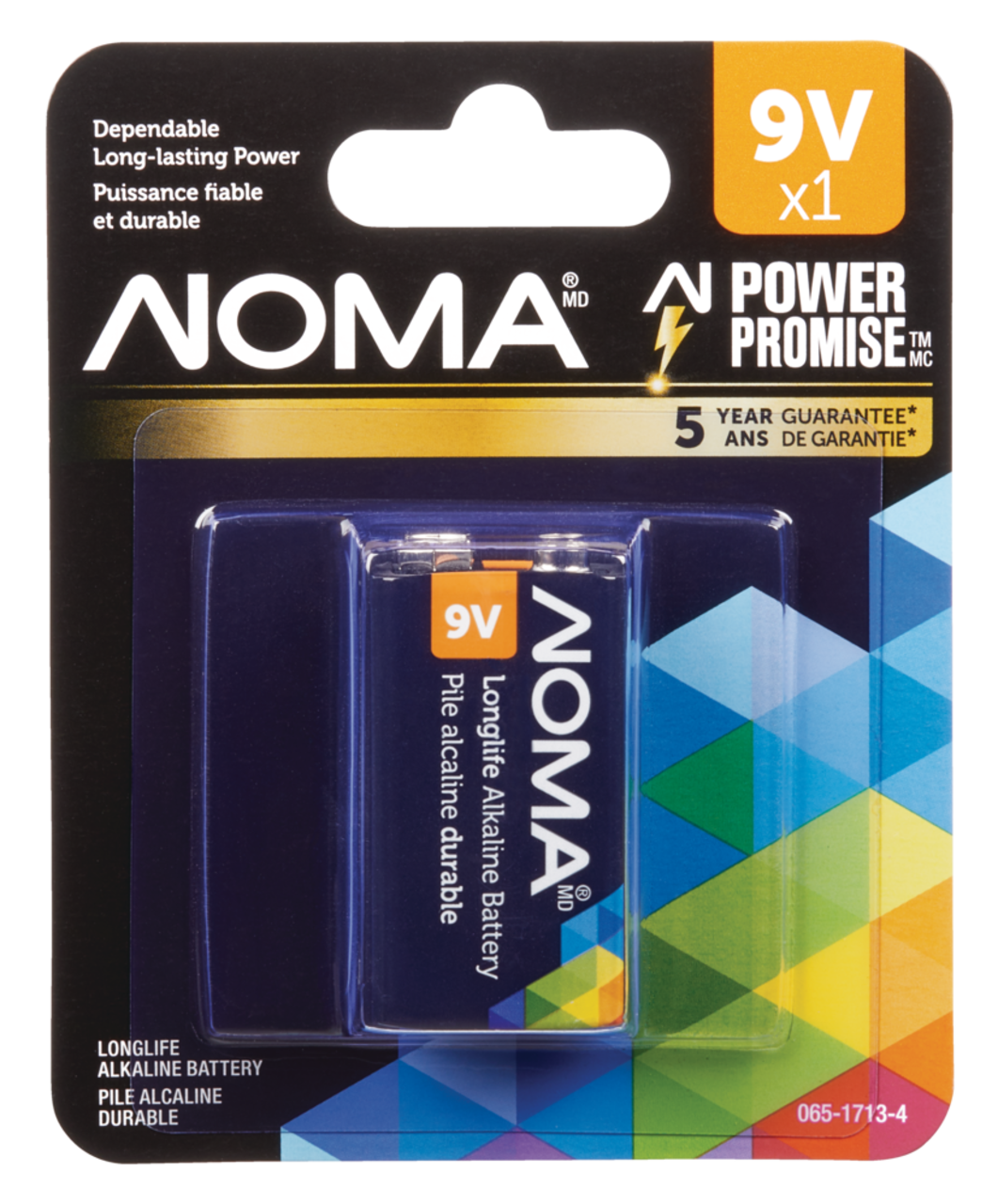 NOMA 1-pk 9V / 9 Volt Alkaline Battery, Long Lasting, All Purpose