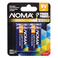 NOMA 9V/9 Volt Alkaline Batteries, All Purpose, Long Lasting, 4-pk Front_Flat