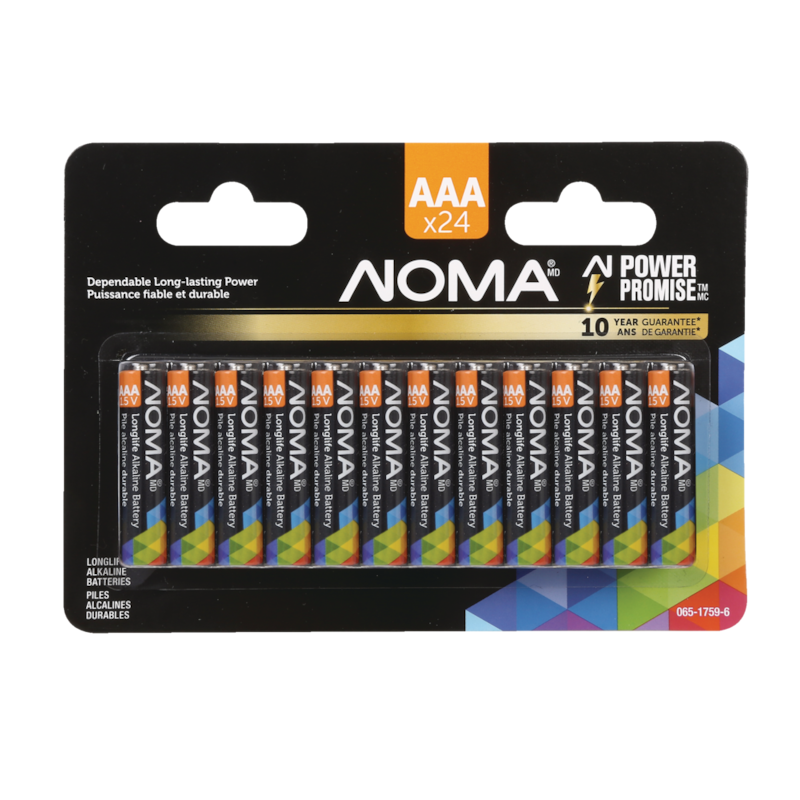 NOMA 24pk AAA Alkaline Batteries, Long Lasting, All Purpose Canadian
