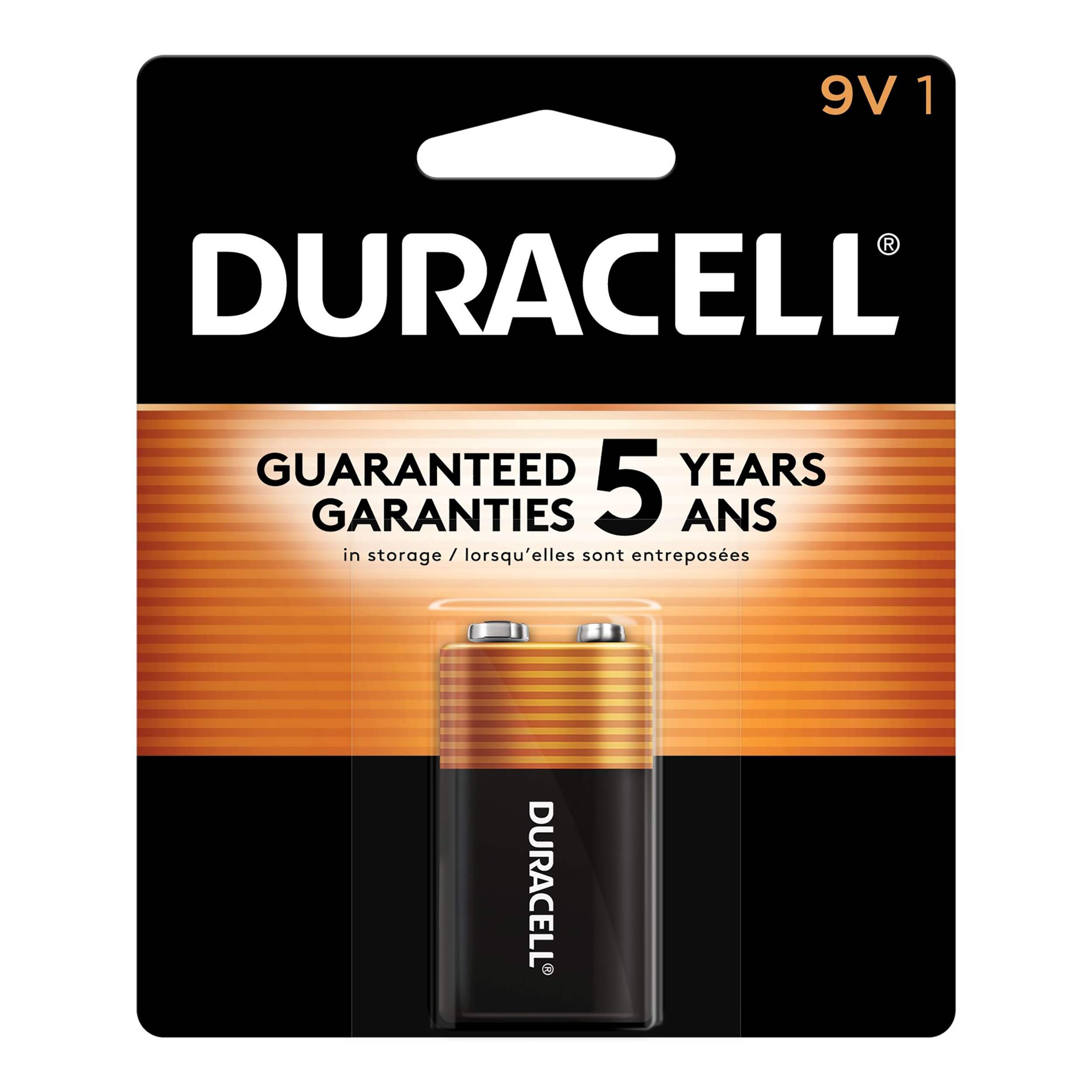 Duracell Coppertop 9V Alkaline Battery, All Purpose, 1-pk Front_Flat
