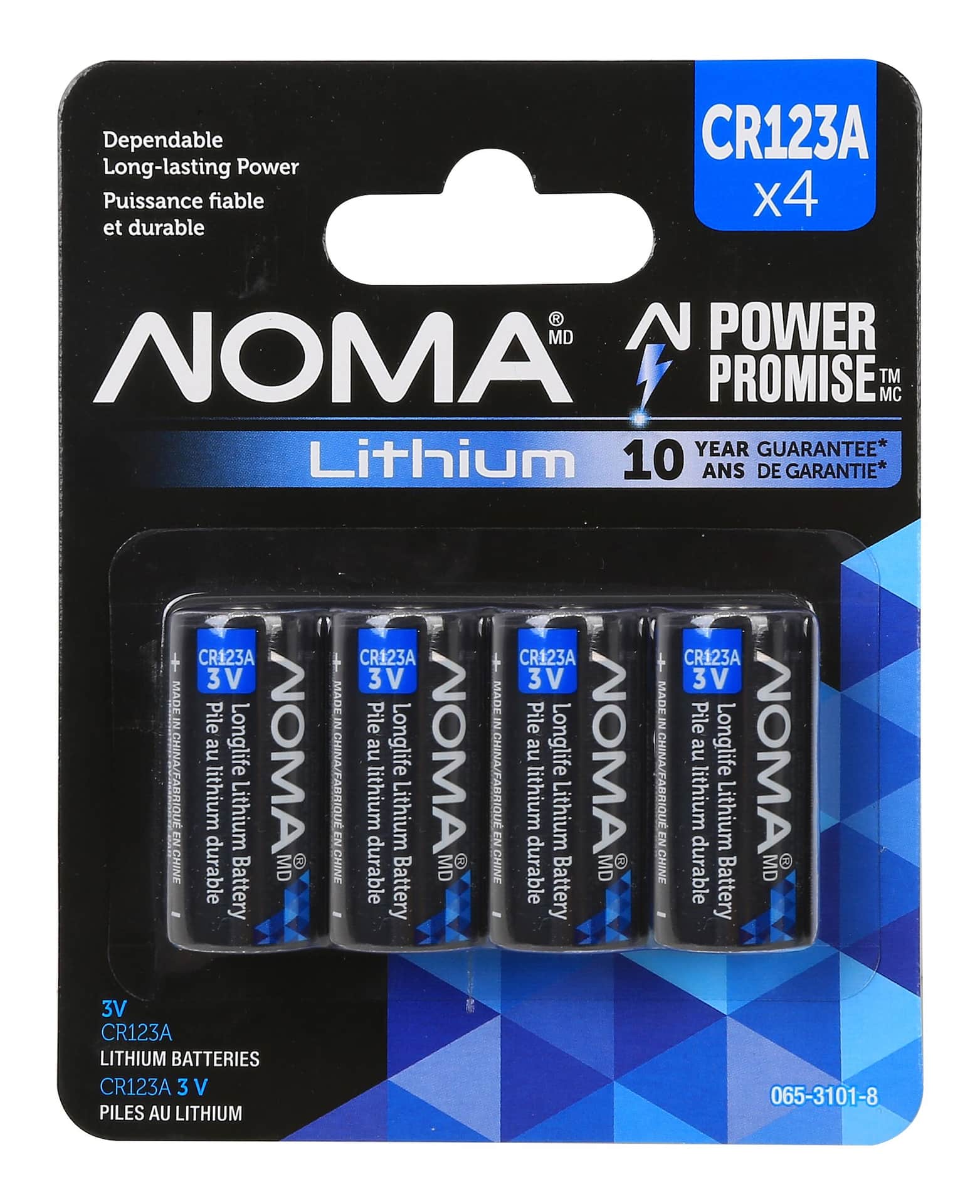 Piles pour appareil photo au lithium CR123 3V/3 volts NOMA, longue