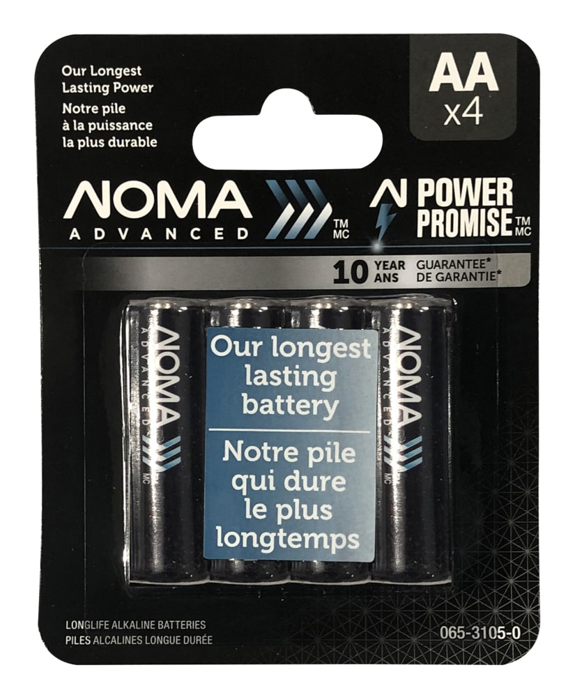 NOMA Advanced 4pk AA Alkaline Batteries, Long Lasting, All Purpose