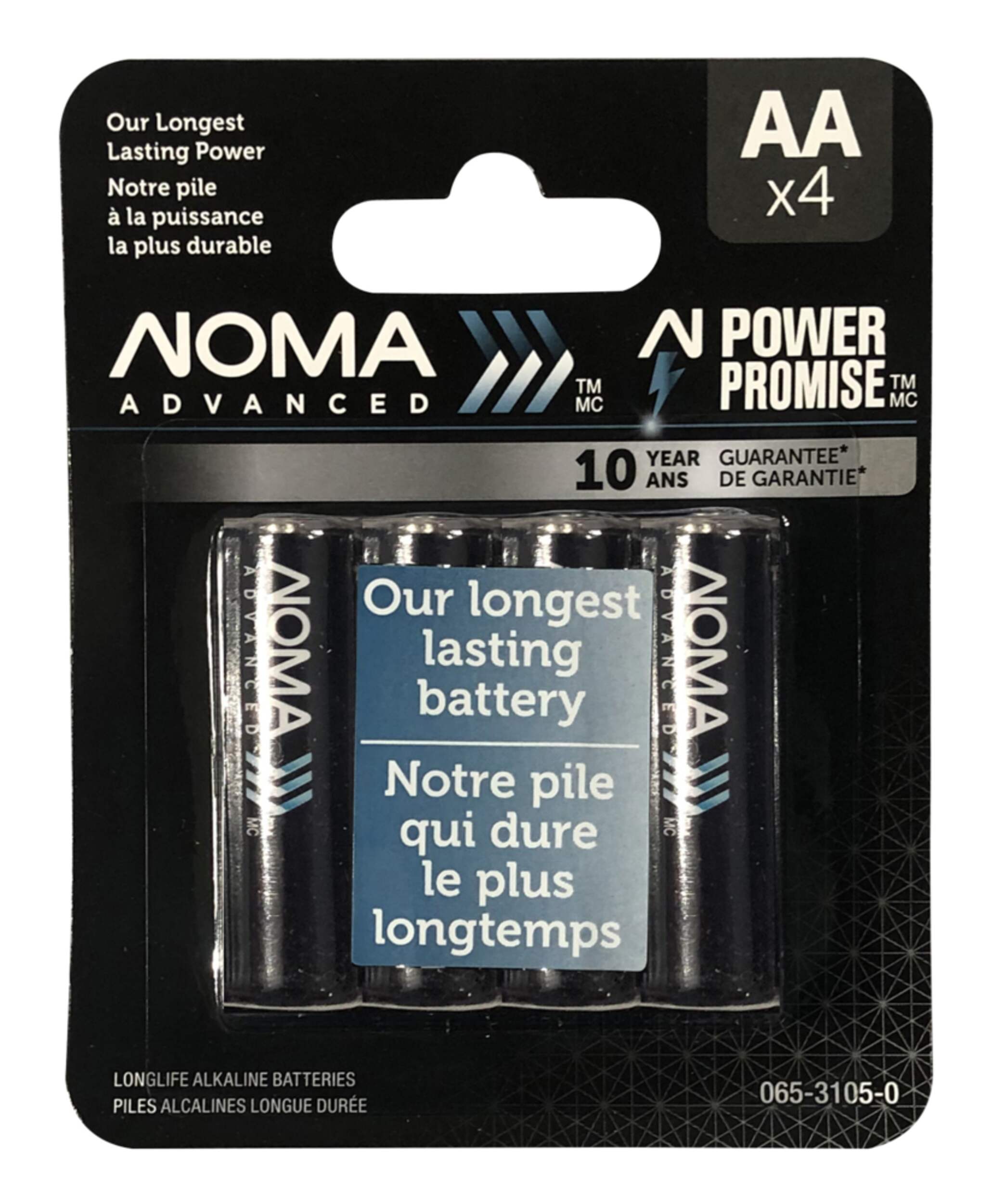 NOMA Advanced 4-pk AA Alkaline Batteries, Long Lasting, All Purpose Front_Flat