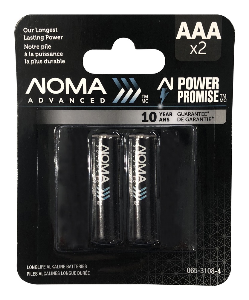 NOMA Advanced 2pk AAA Alkaline Batteries, Long Lasting, All Purpose