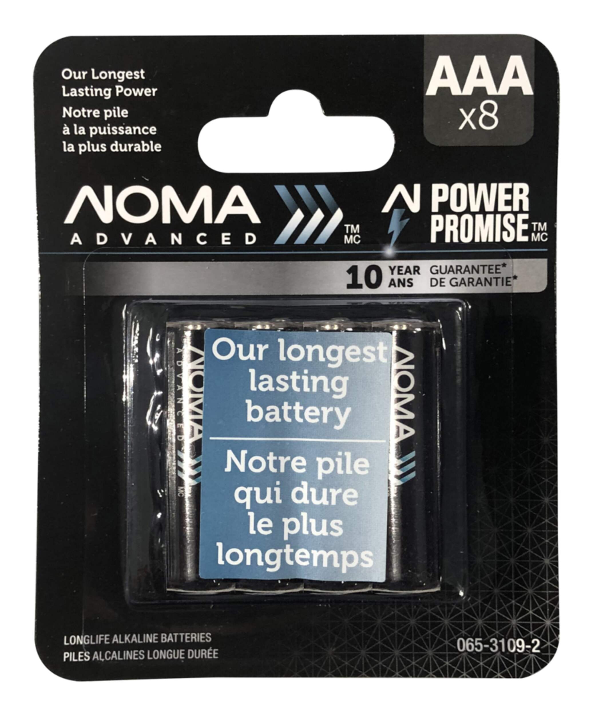 NOMA Advanced 8-pk AAA Alkaline Batteries, Long Lasting, All Purpose Front_Flat