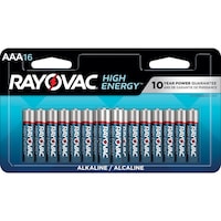 Piles alcalines AAA Rayovac HIGH ENERGY, longue durée, tout usage, paq. 16