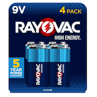Rayovac HIGH ENERGY¿ 9V/9 Volt Alkaline Batteries, Long Lasting, All Purpose, 4-pk