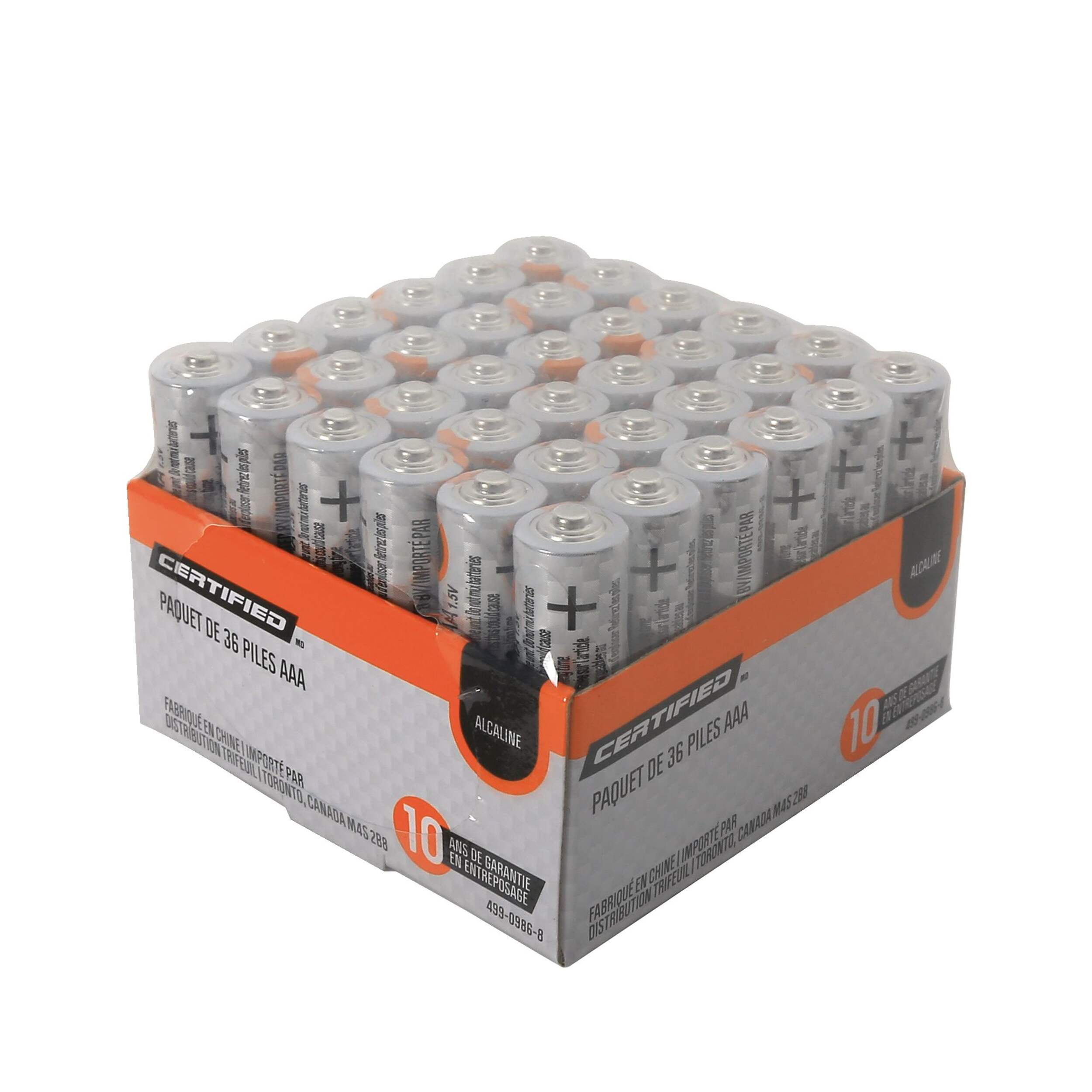 Piles alcalines AAA certifiées, tout usage, longue durée de conservation, paq. 36 Front_Three_Fourths_Angled_Left