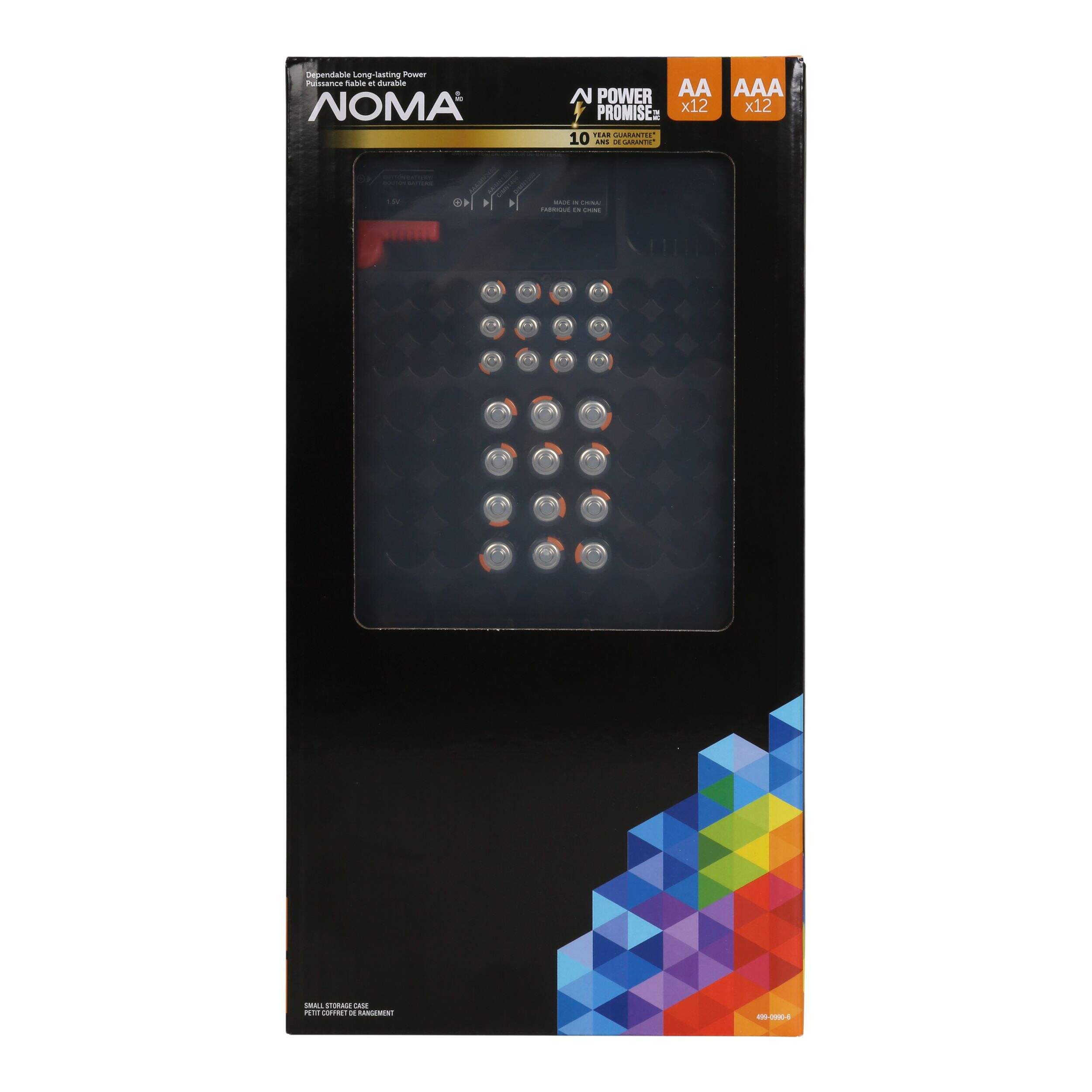 Étui de rangement de piles alcalines AA et AAA NOMA, longue durée, tout usage, paq. 24 Front_Flat