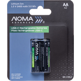 NOMA Advanced 2400 mAh USB C-Type Rechargeable Li-Ion Batteries, 2-pk Front_Flat