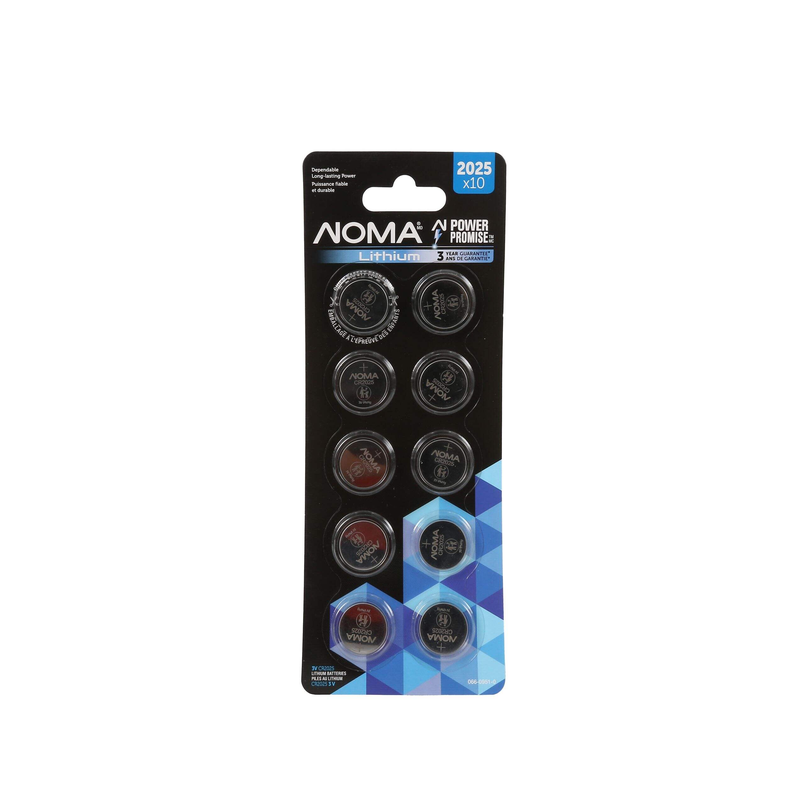 NOMA CR2025 Button Cell Batteries, 10-pk Front_Flat