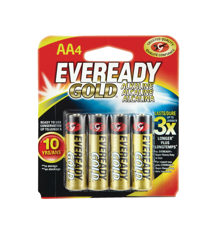 Energizer Eveready Gold 4pk AA Alkaline Batteries, Long Lasting