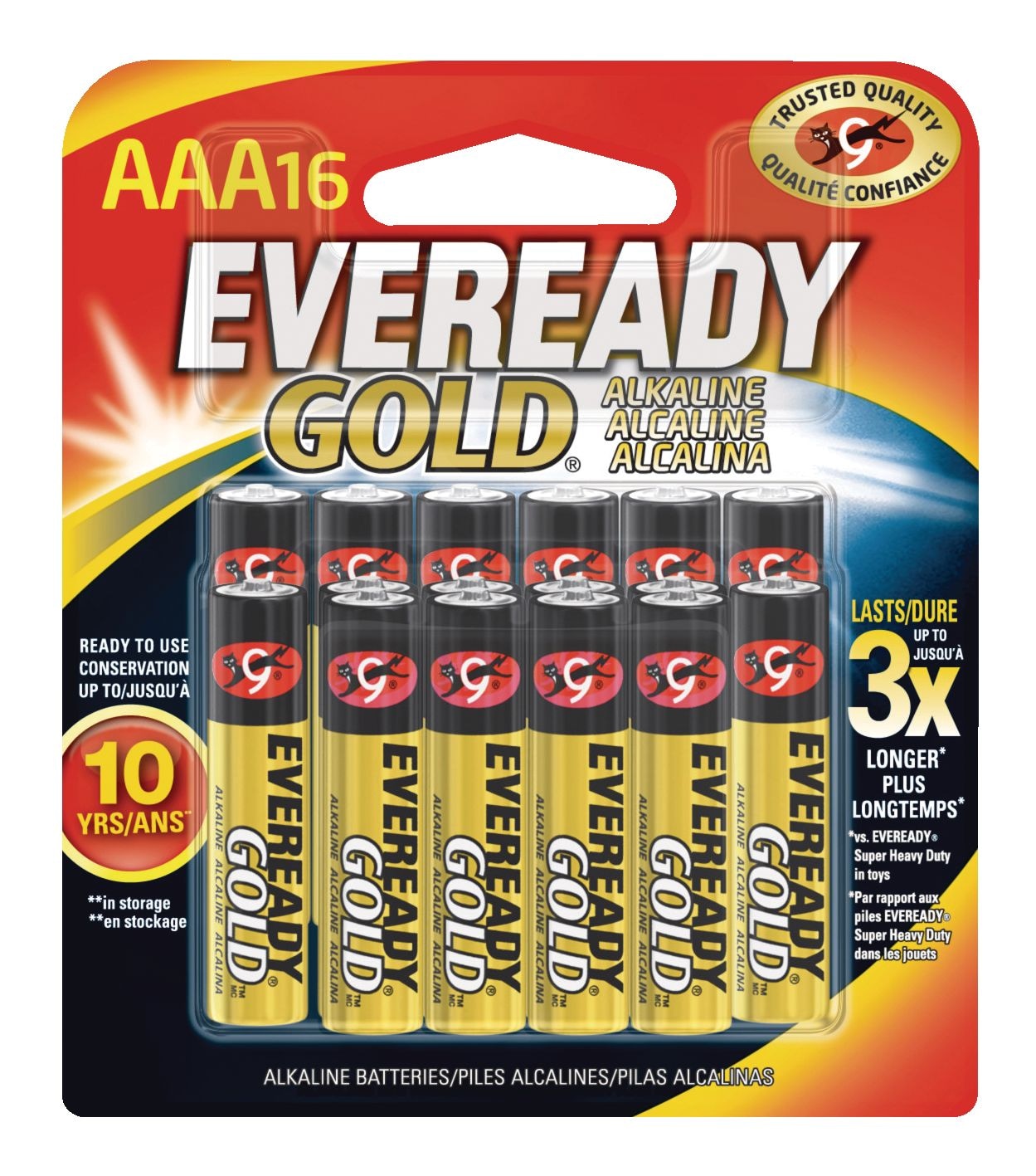 Eveready Gold 16pk AAA Alkaline Batteries, Long Lasting, For Everyday